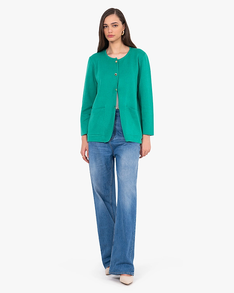 Women's Oasi Knit Jacket - Green Cotone