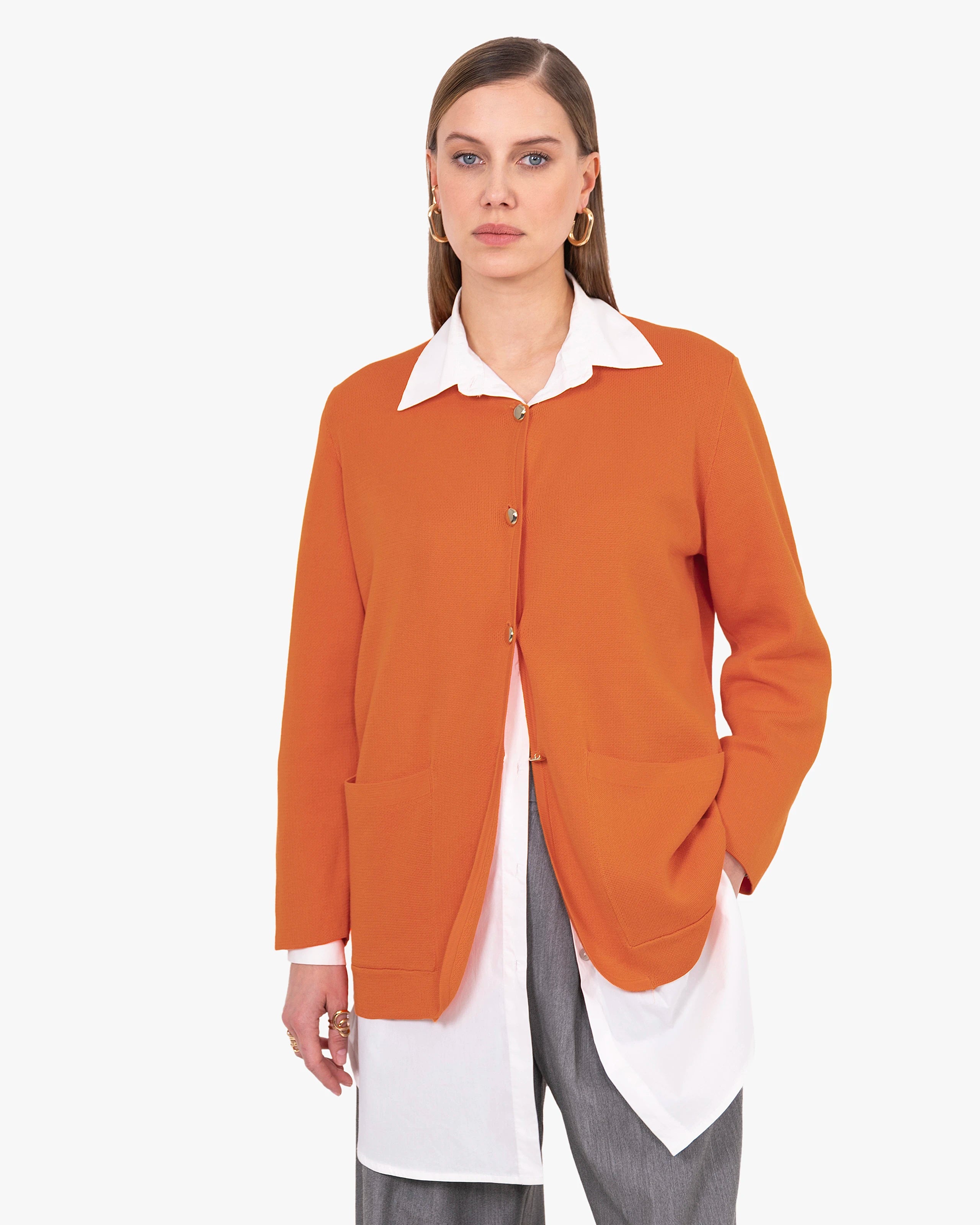 Women's Oasi Knit Jacket - Orange Cotone