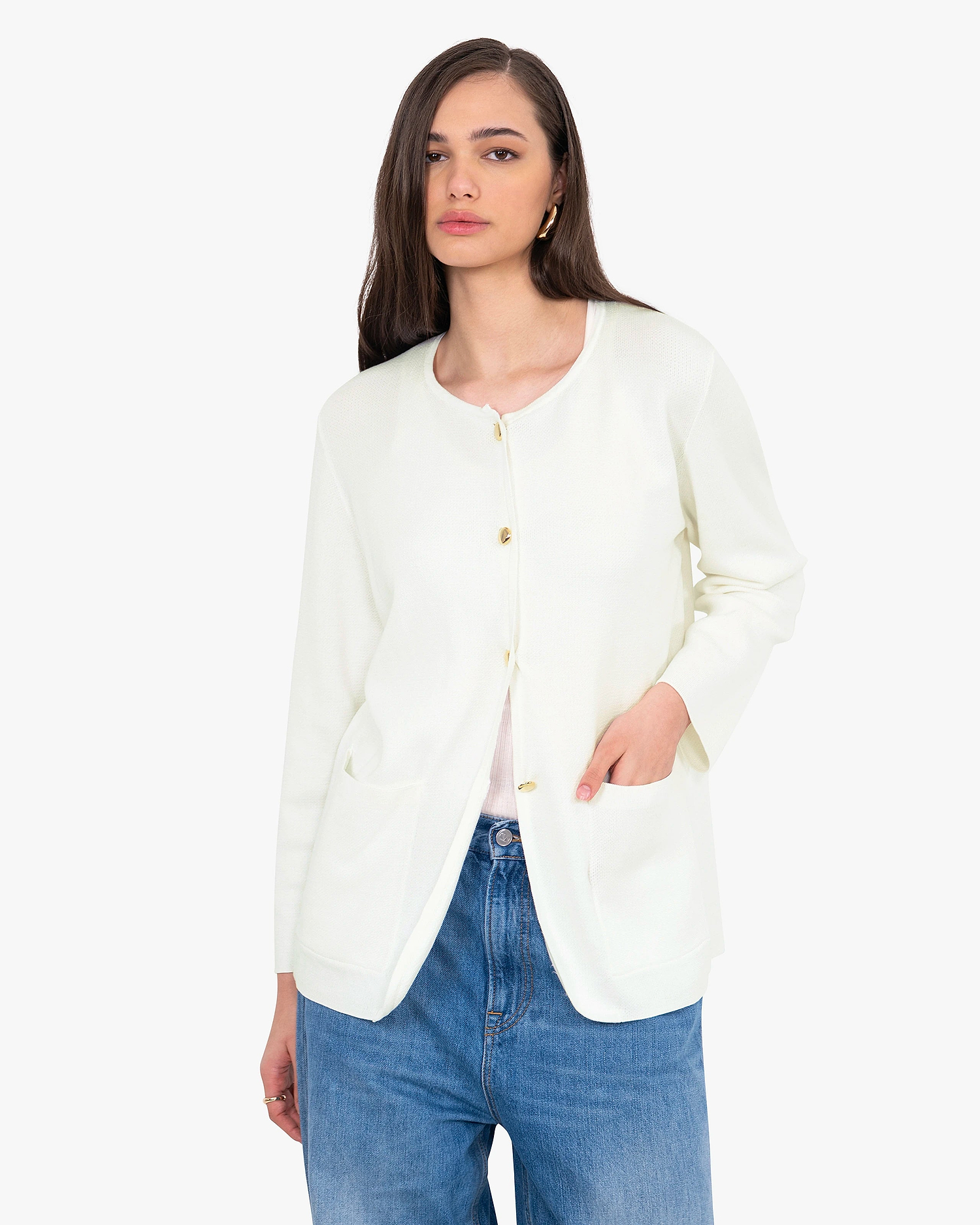 Women's Oasi Knit Jacket - White Cotone