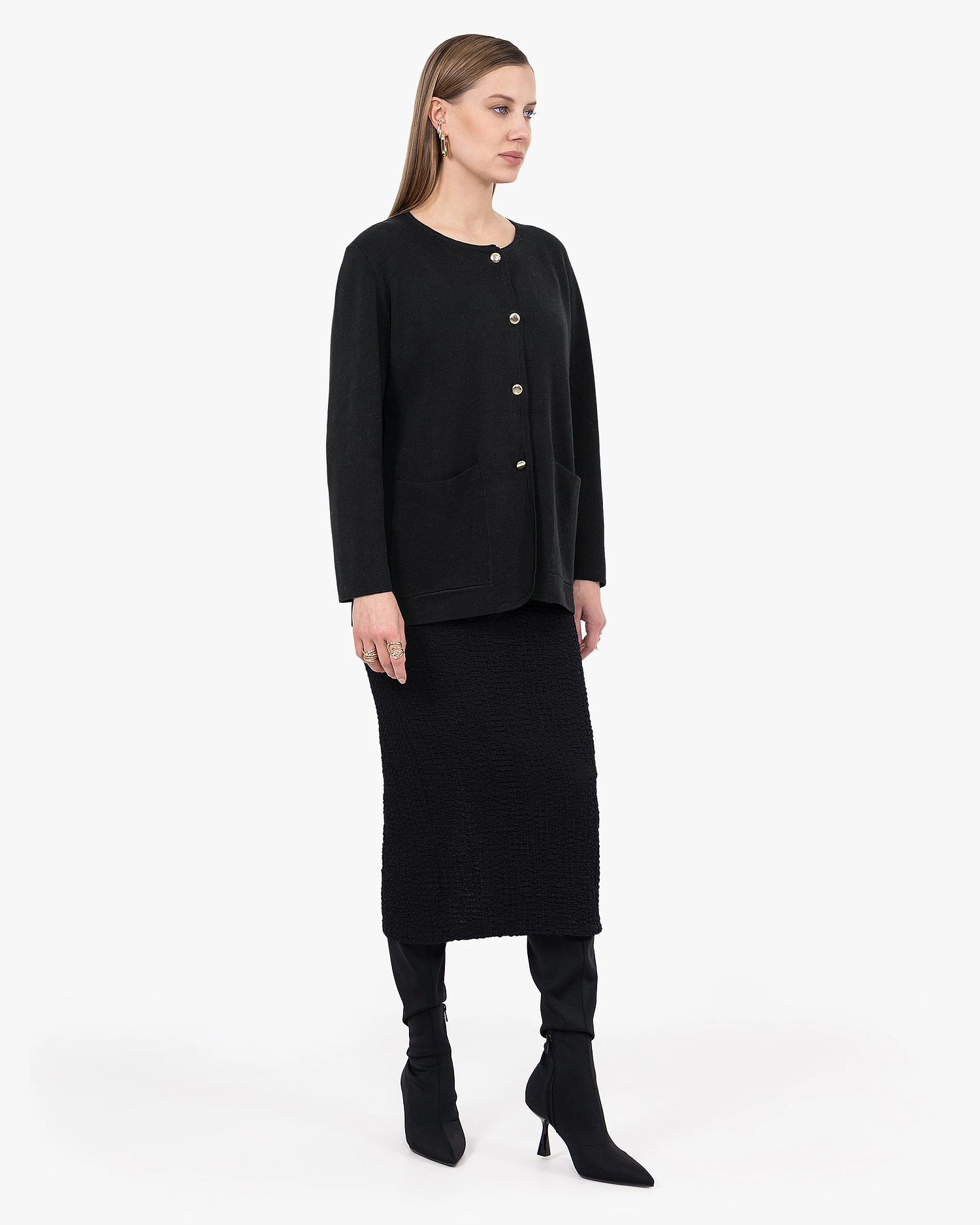 Women's Oasi Knit Jacket - Black Cotone