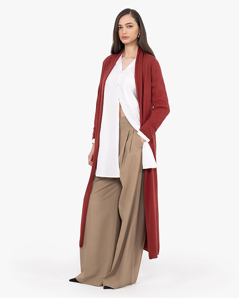 Oasi Long Cardigan - Red Cotone