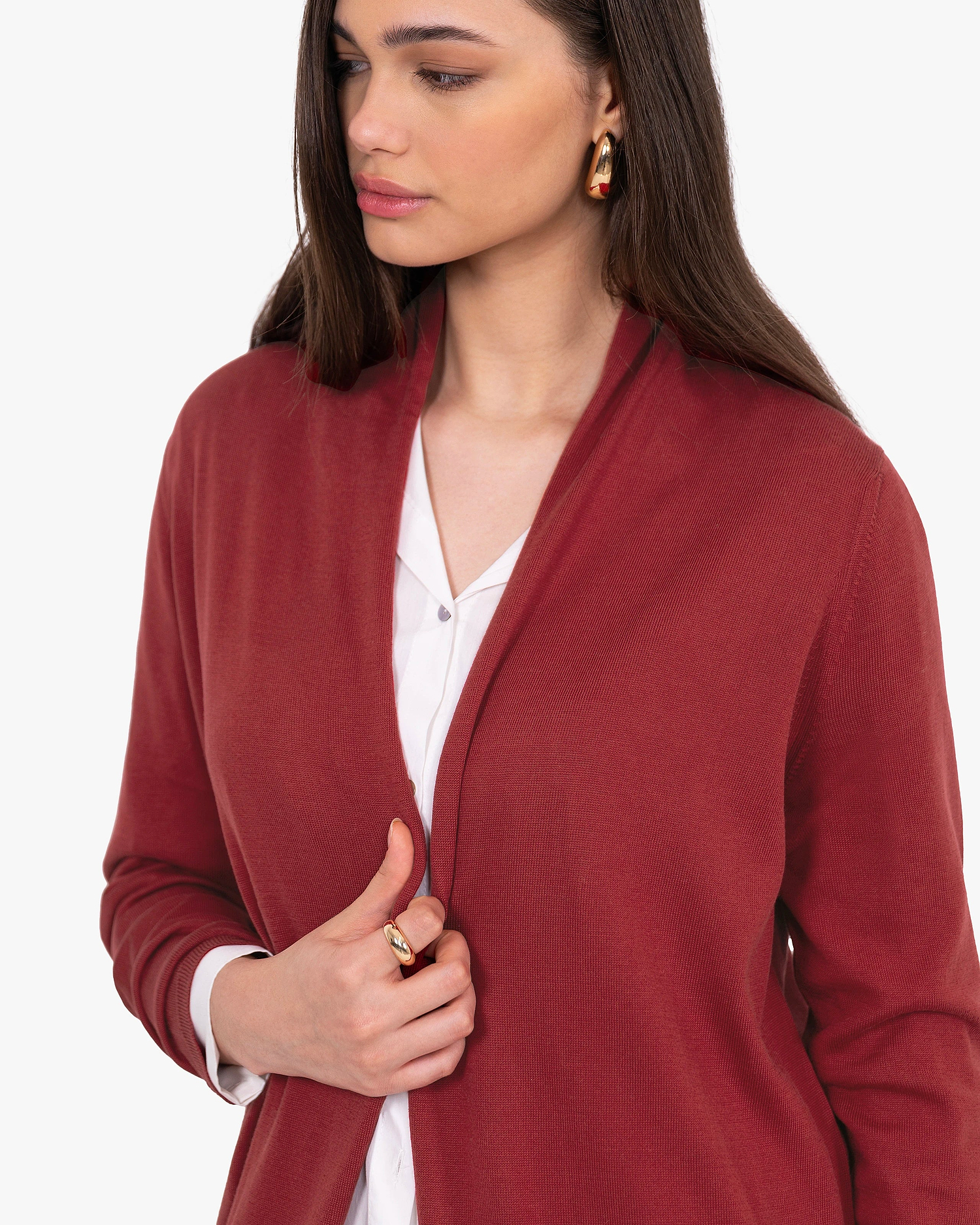 Oasi Long Cardigan - Red Cotone