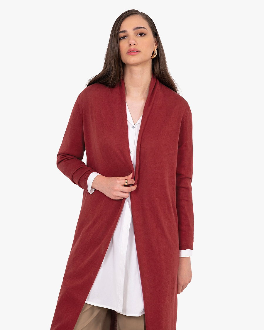 Oasi Long Cardigan - Red Cotone