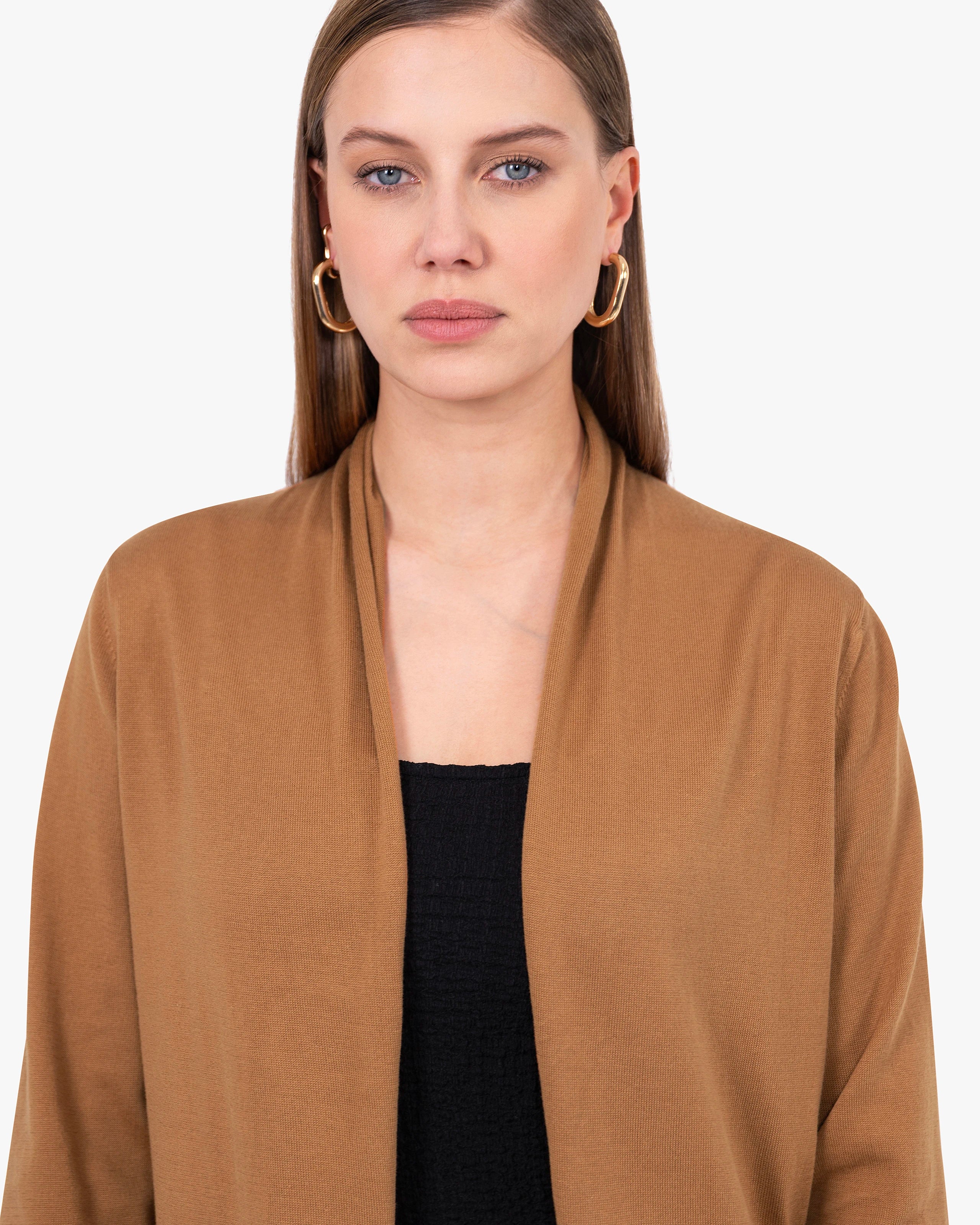 Oasi Long Cardigan - Hazelnut Cotone