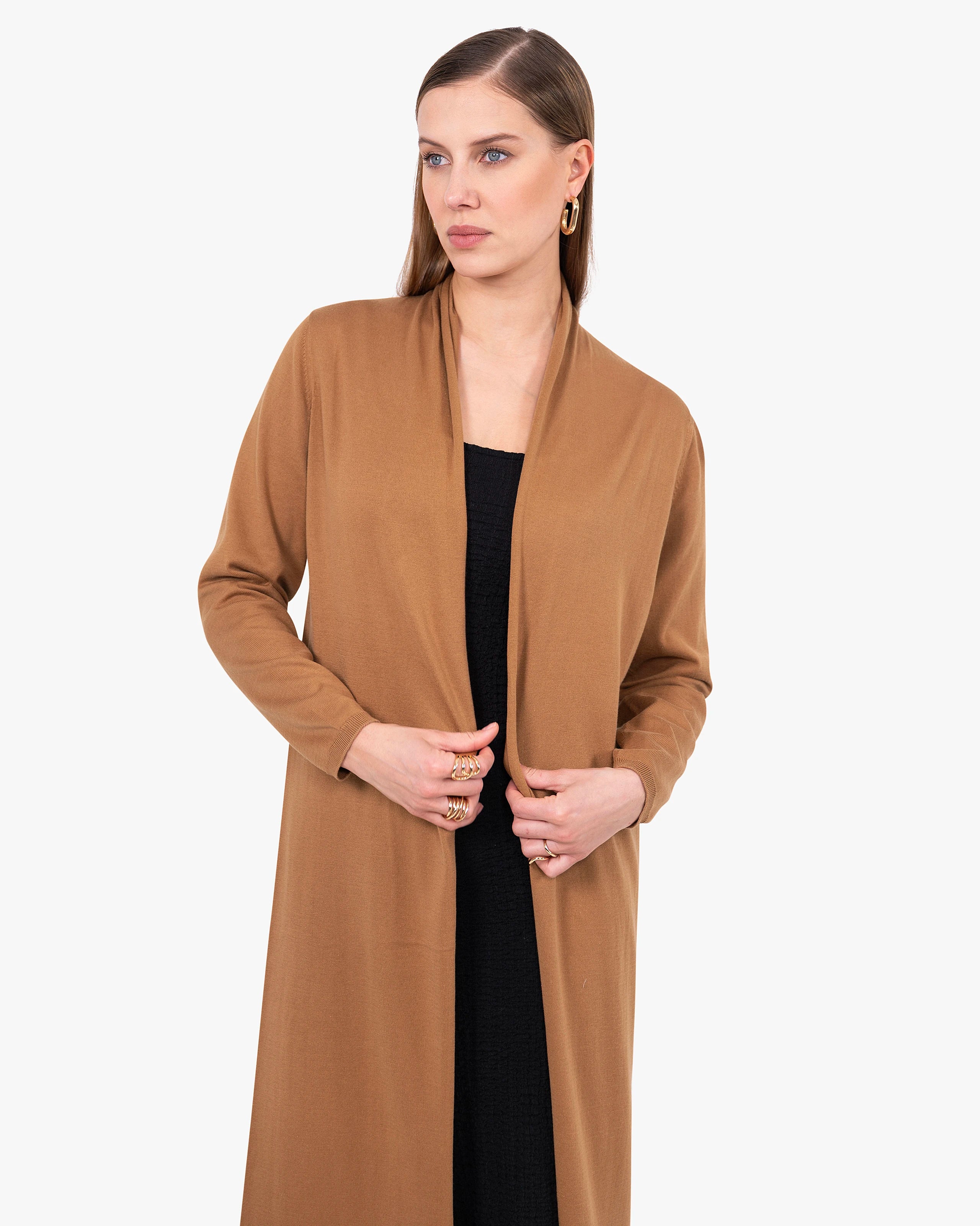 Oasi Long Cardigan - Hazelnut Cotone