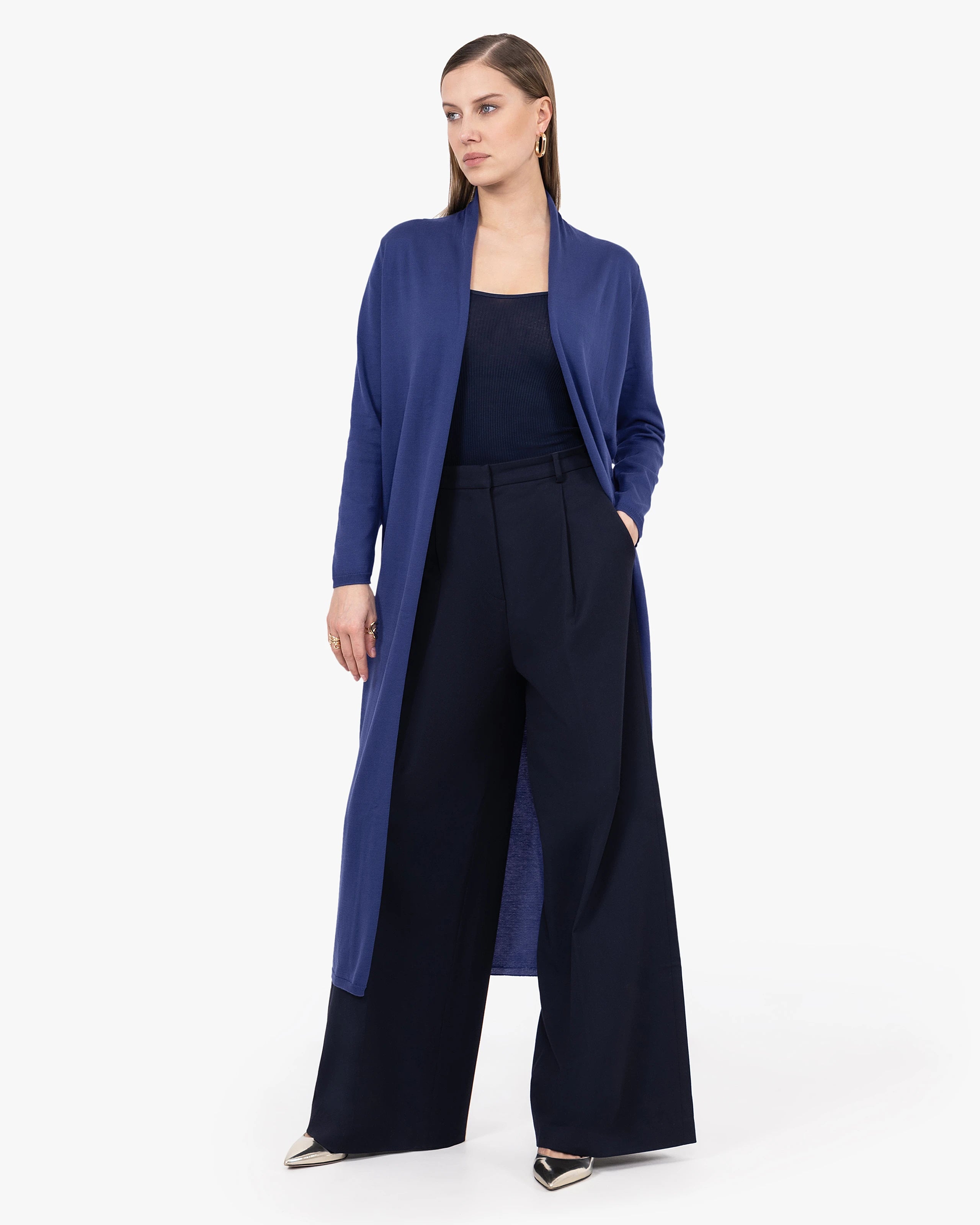 Oasi Long Cardigan - Blue Cotone