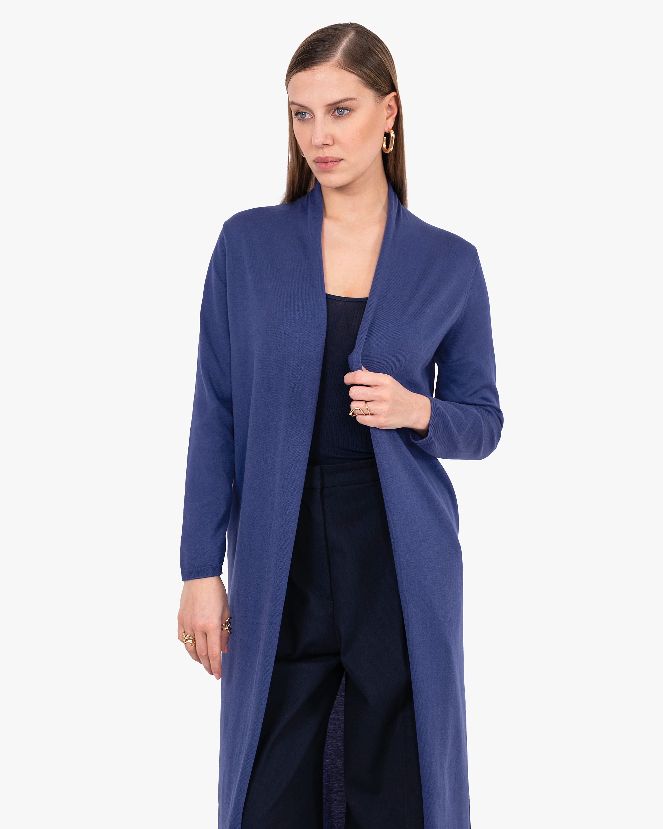 Oasi Long Cardigan - Blue Cotone