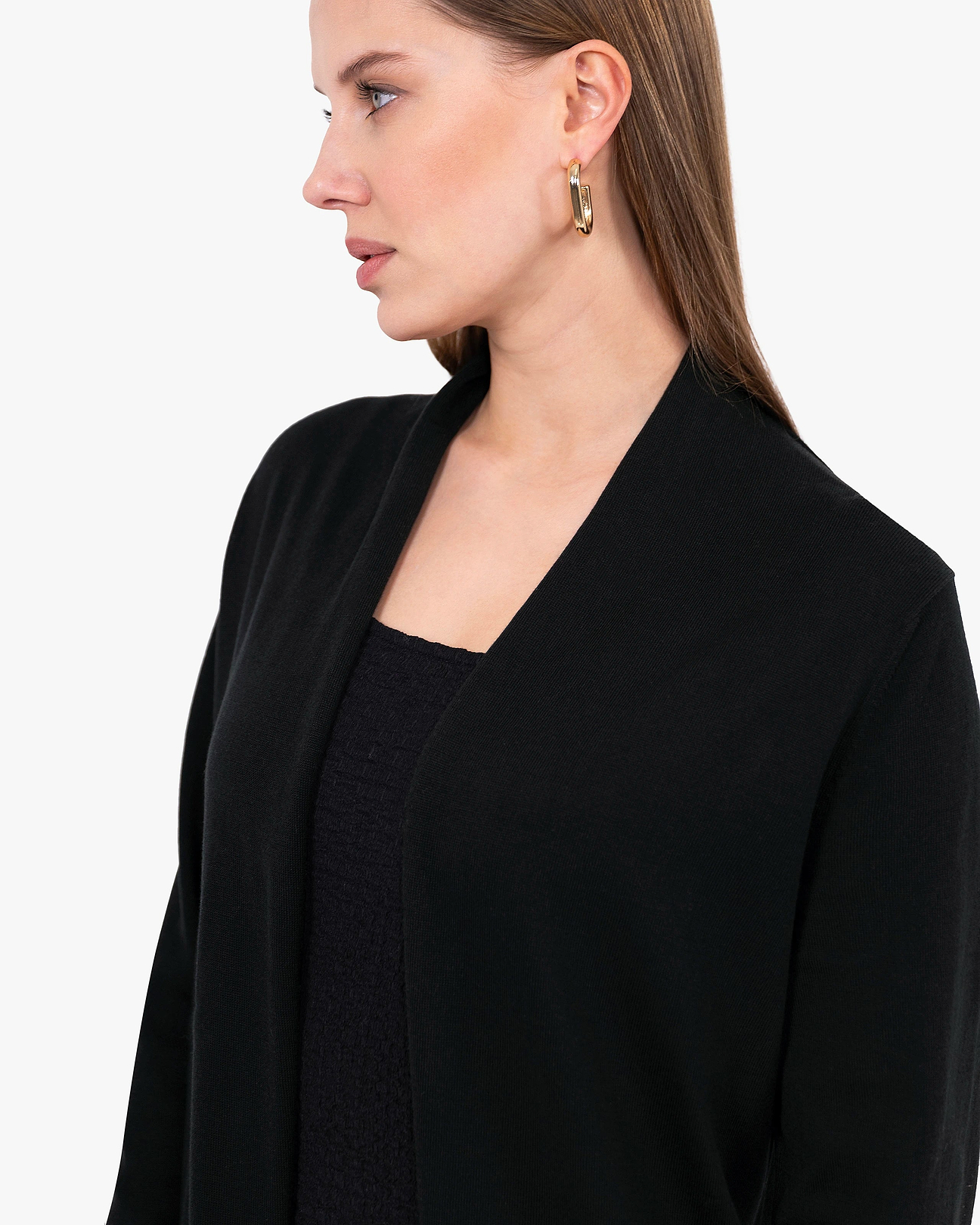 Oasi Long Giza Cotton Cardigan - Black | MaisonCashmere
