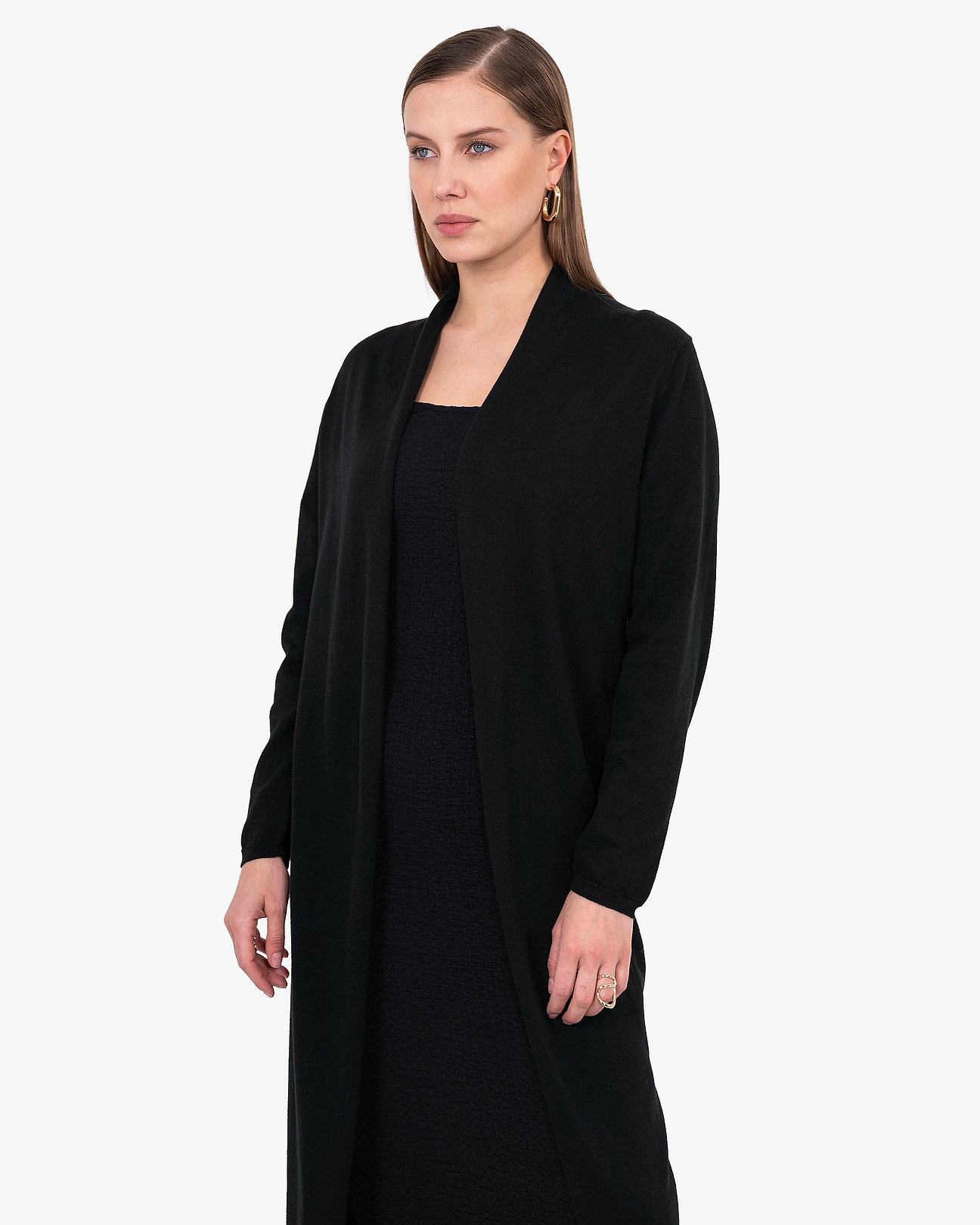 Oasi Long Giza Cotton Cardigan - Black | MaisonCashmere