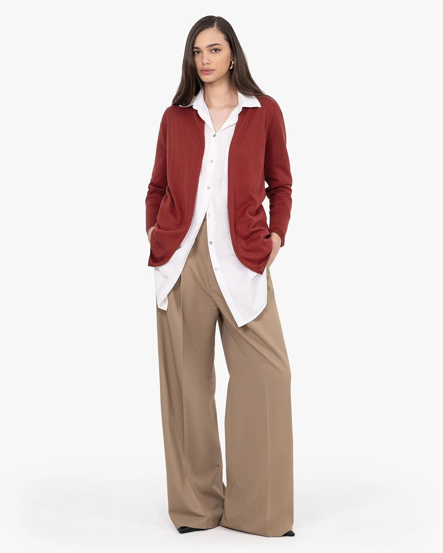 Oasi Open Cardigan - Red Cotone