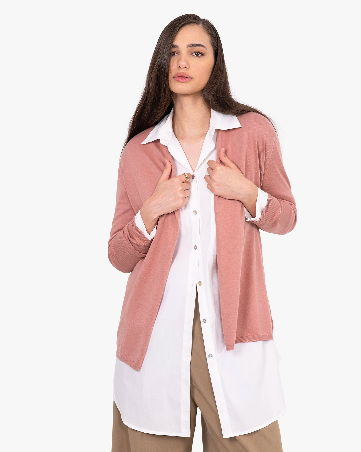 Oasi Open Cardigan - Blush Cotone