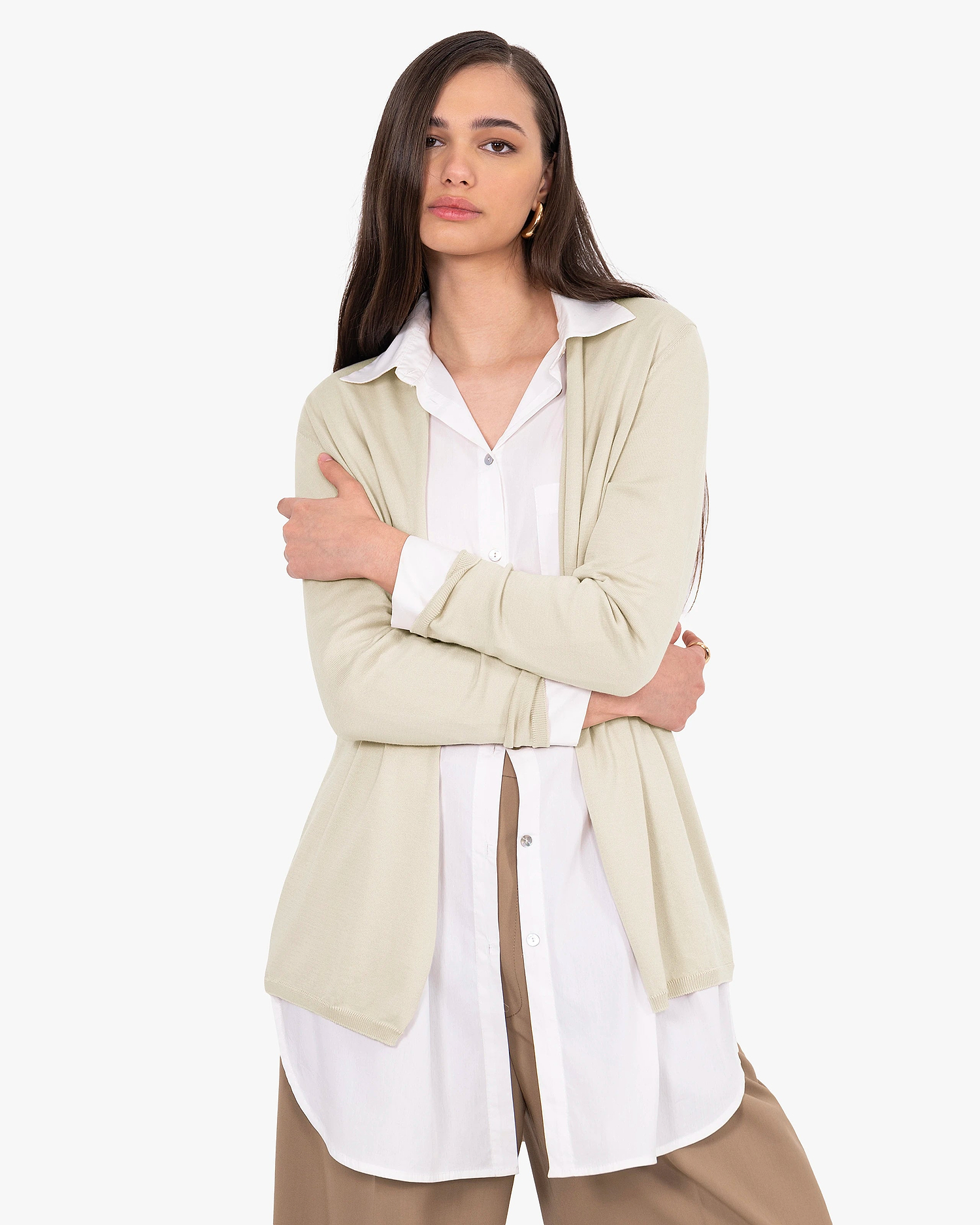 Oasi Open Cardigan - Beige Cotone