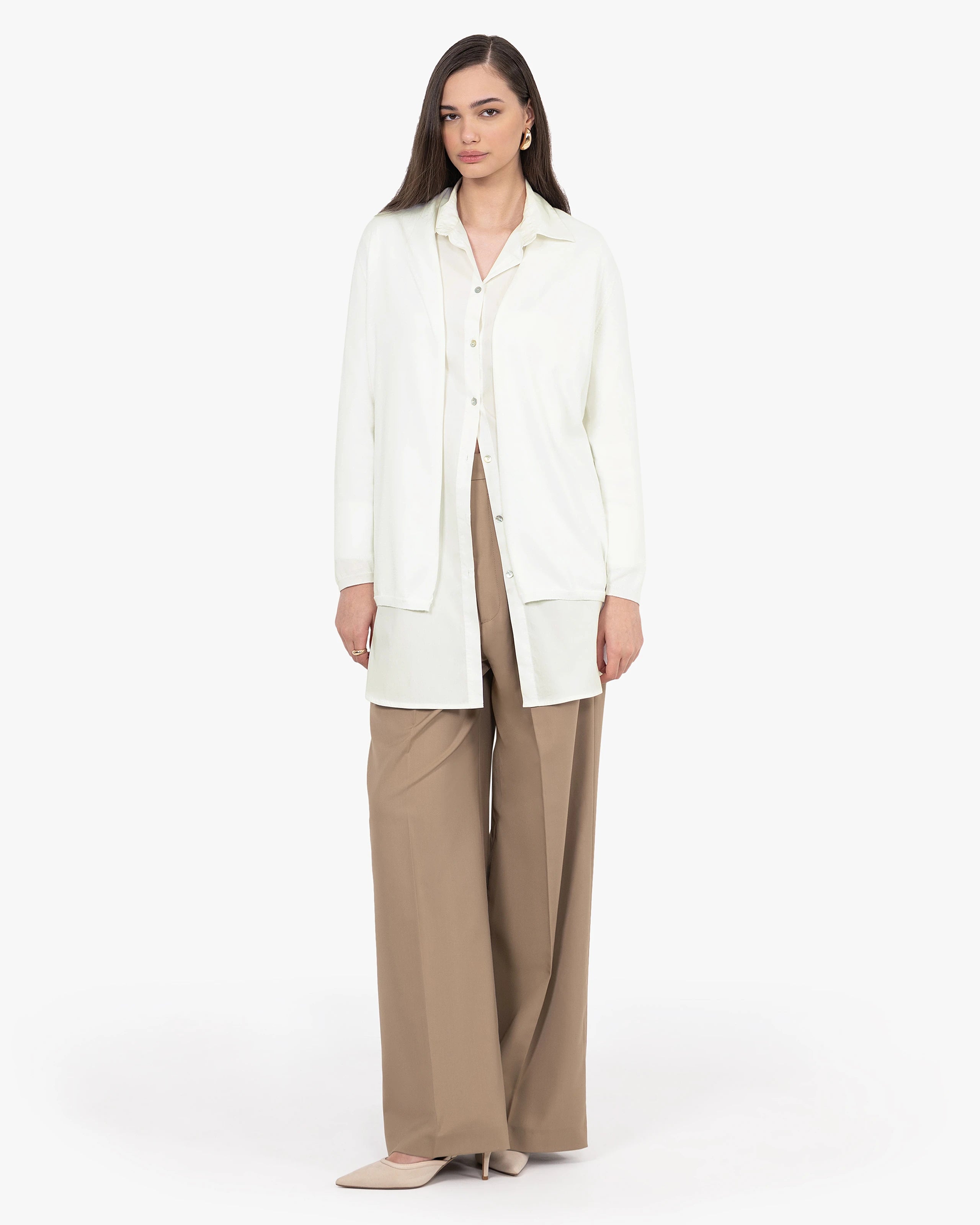 Oasi Open Cardigan - White Cotone