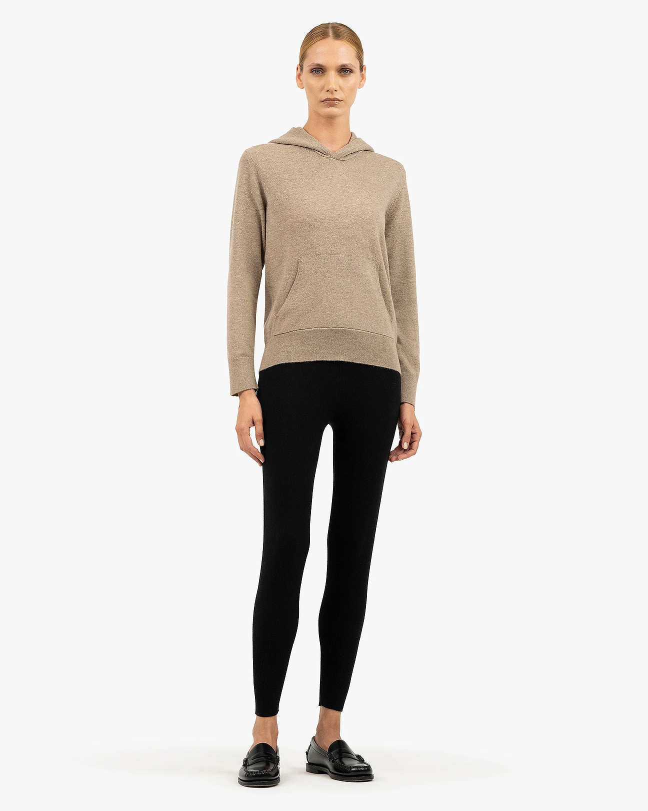 WERTHY COMBINATION LEGGINGS ブラック×ベージュ Women's Desire Cashmere Leggings - Black | MaisonCashmere