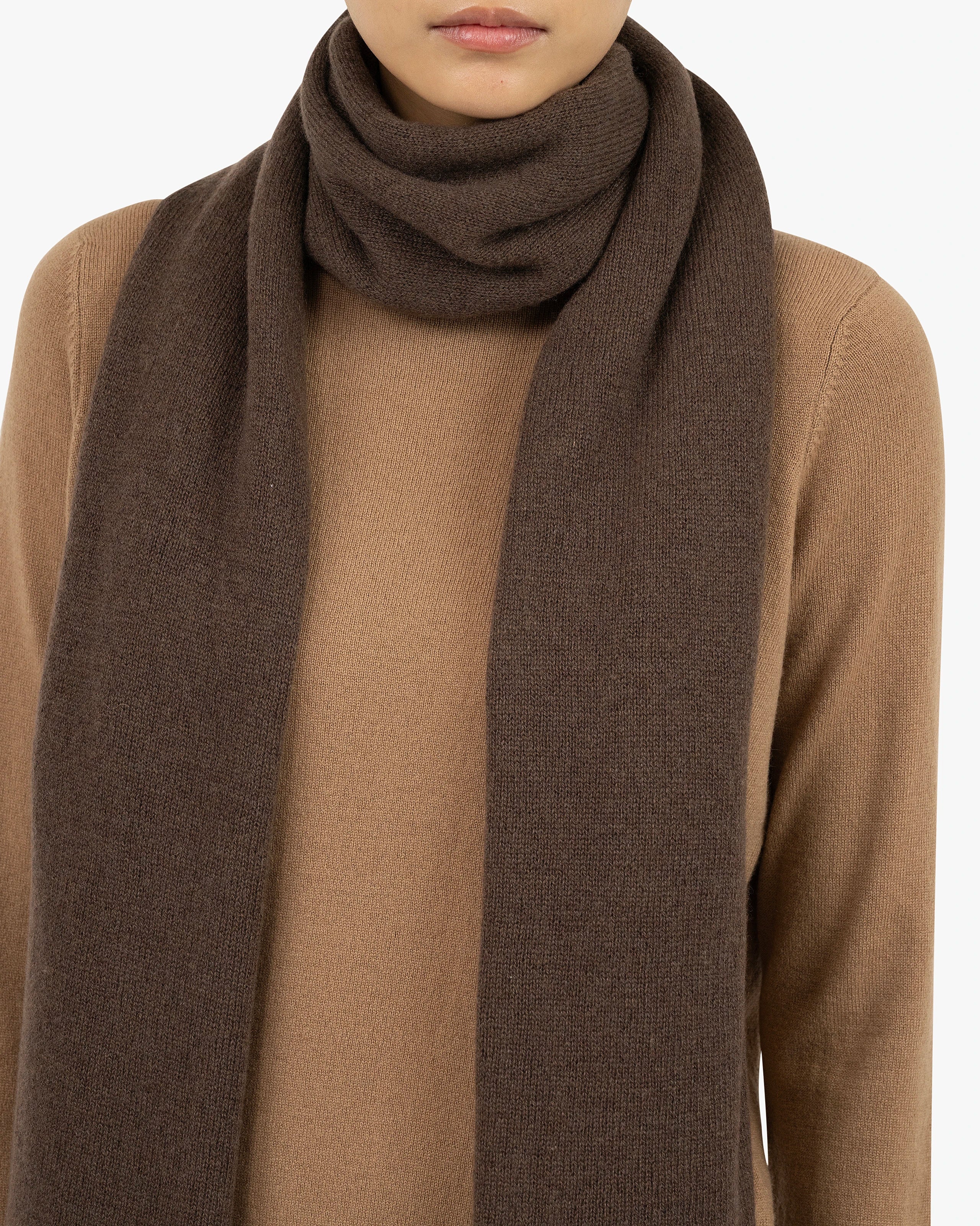 Lightness Cashmere Maxi Scarf - Brown | MaisonCashmere