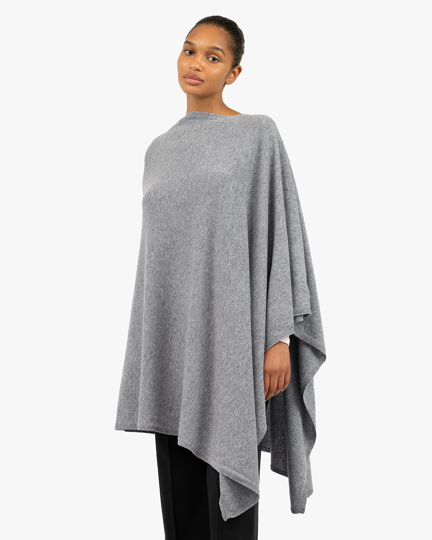 Mayfair Poncho - Medium Grey Cashmere