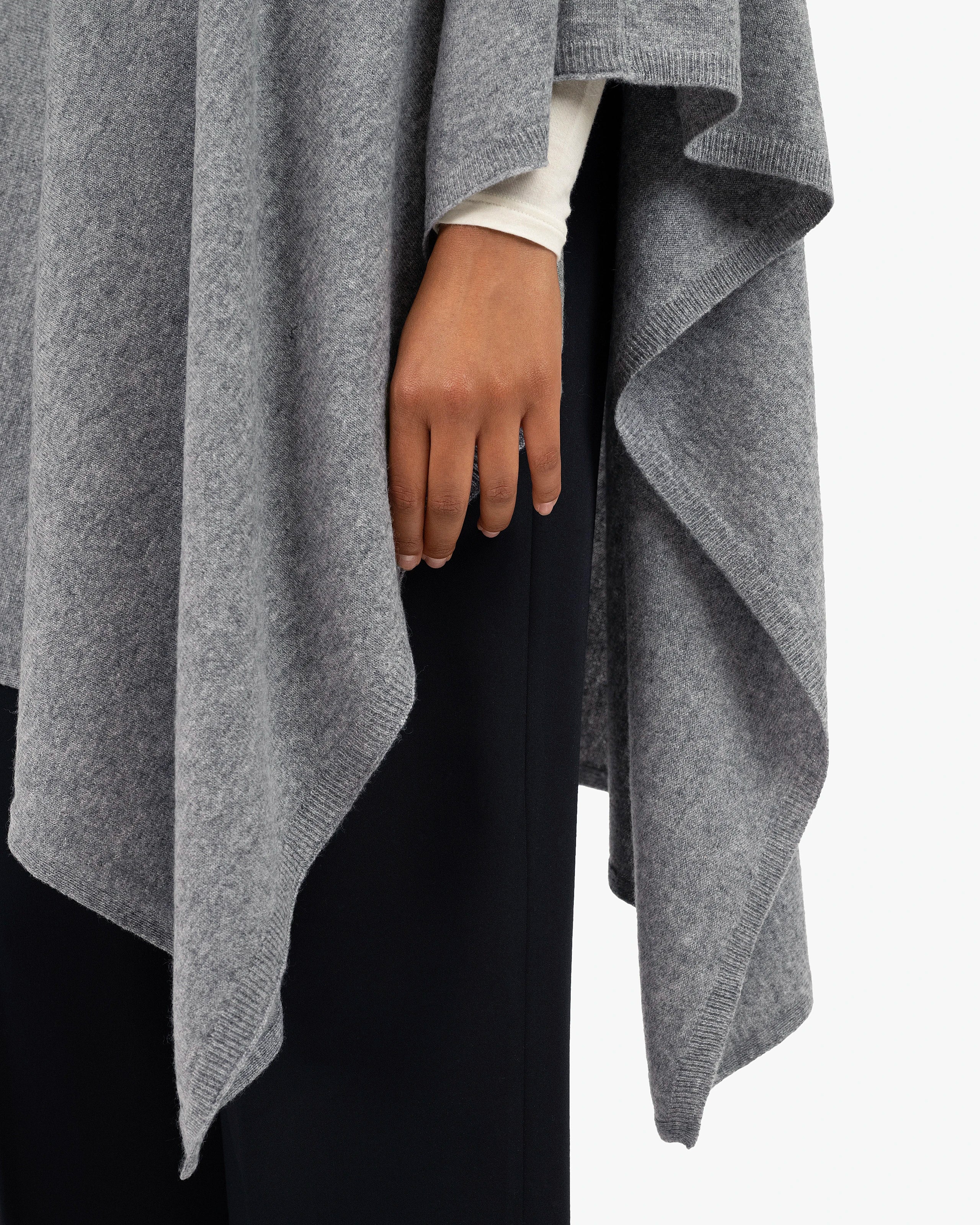 Mayfair Poncho - Medium Grey Cashmere