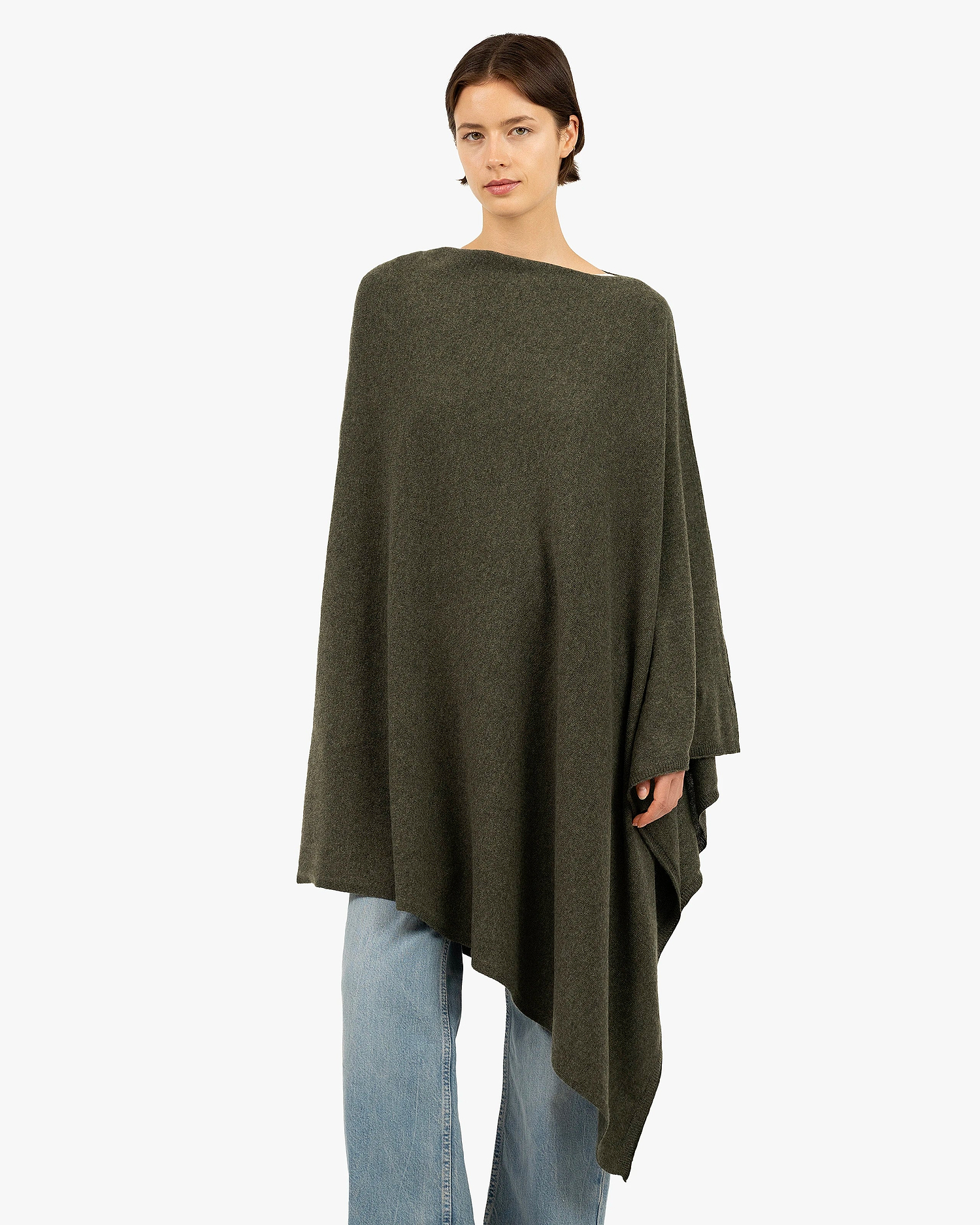 Mayfair Poncho - Green Cashmere