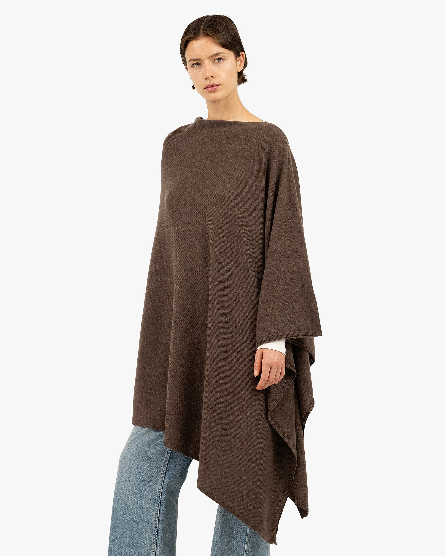 Mayfair Poncho - Brown Cashmere