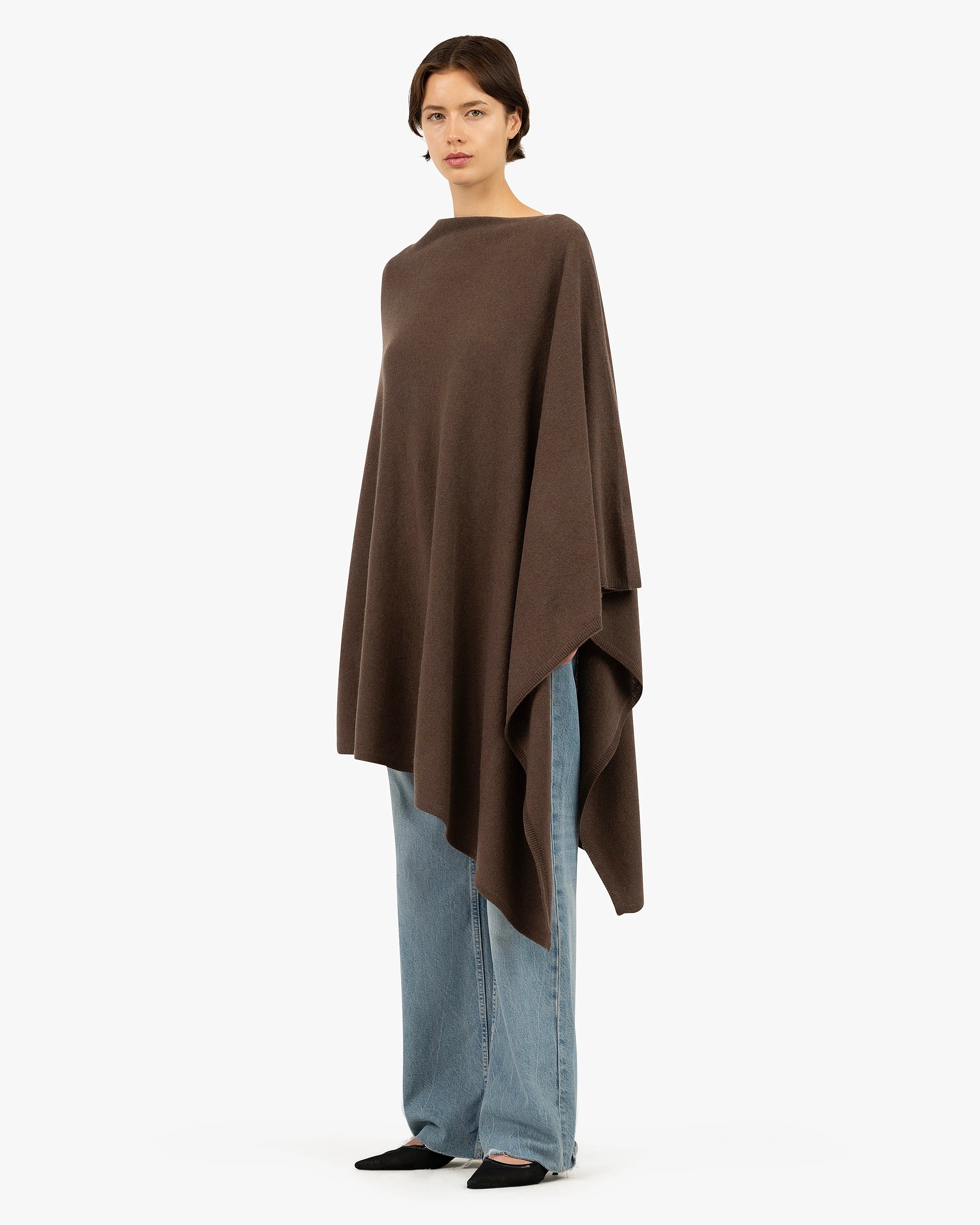 Mayfair Poncho - Brown Cashmere