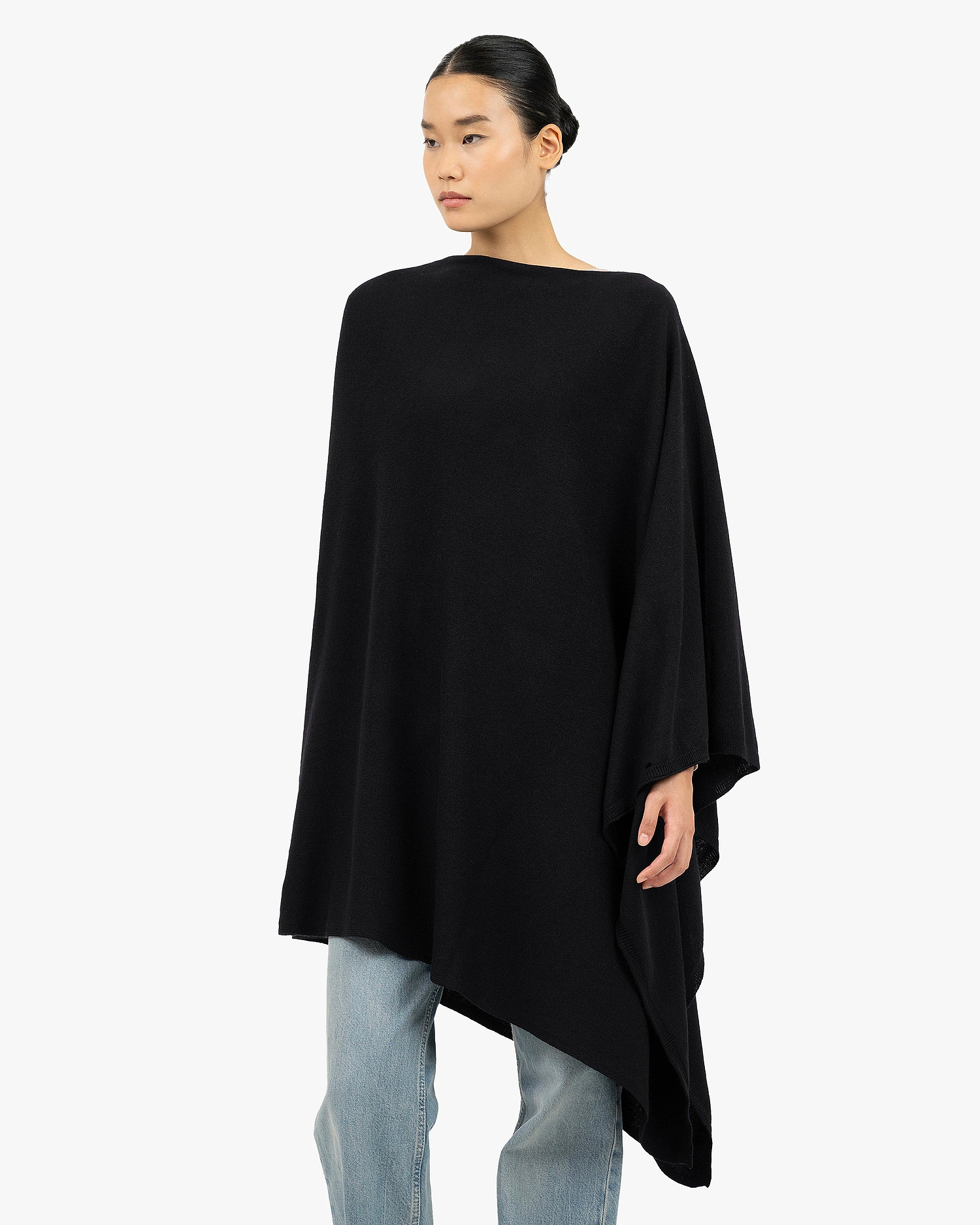 Mayfair Poncho - Black Cashmere