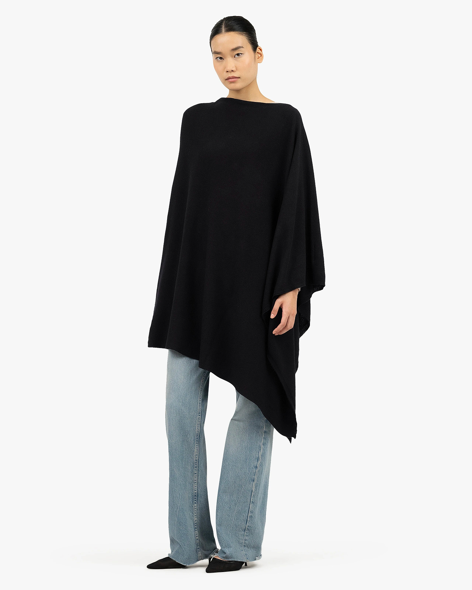 Mayfair Poncho - Black Cashmere