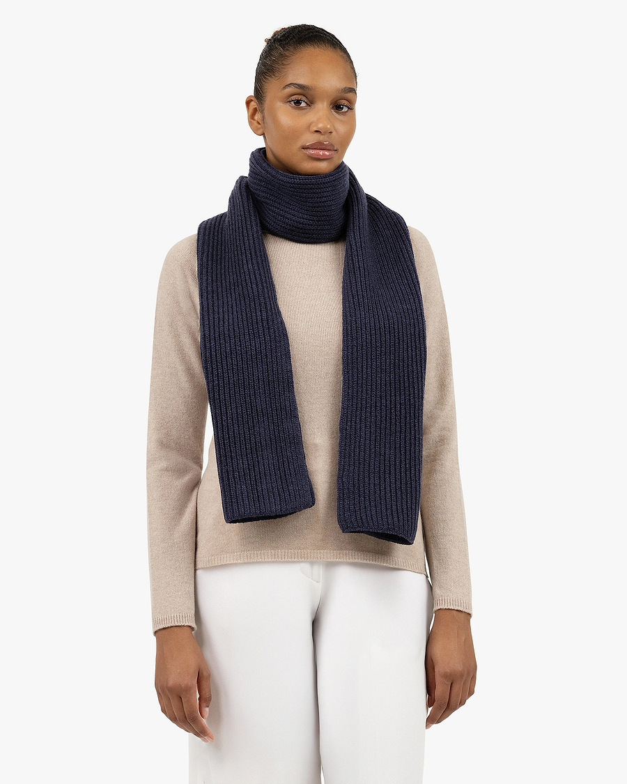 Maxi Ribbed Scarf - Blue Merino / Cashmere