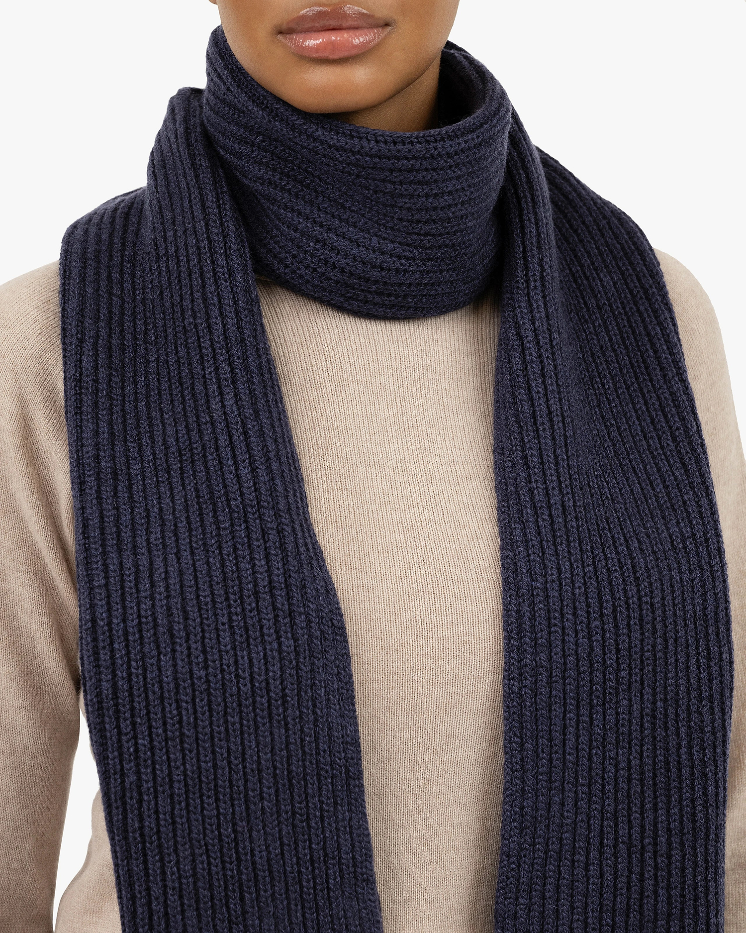 Maxi Ribbed Scarf - Blue Merino / Cashmere