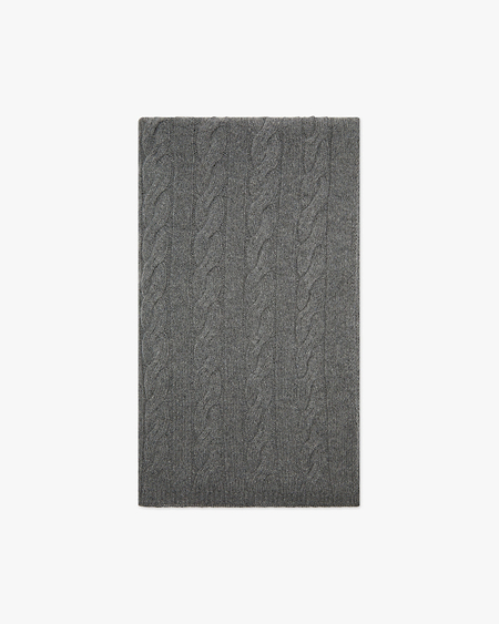 Cable Knit Maxi Scarf - Grey Cashmere