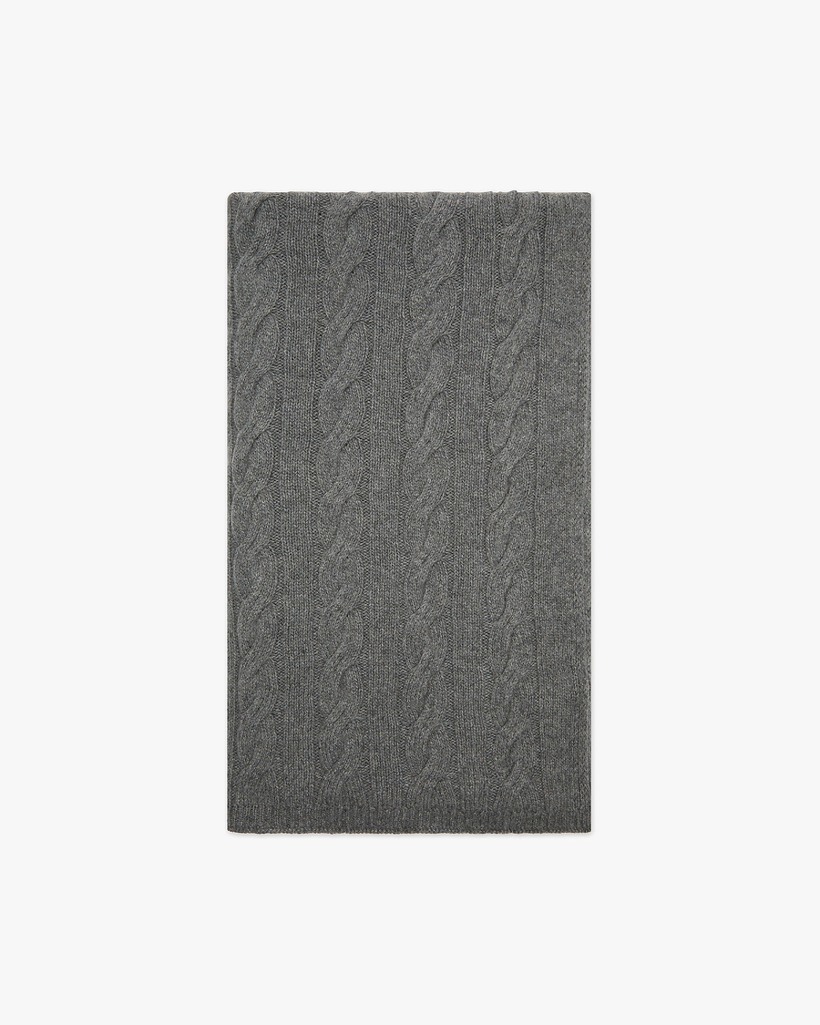 Cable Knit Maxi Scarf - Grey Cashmere