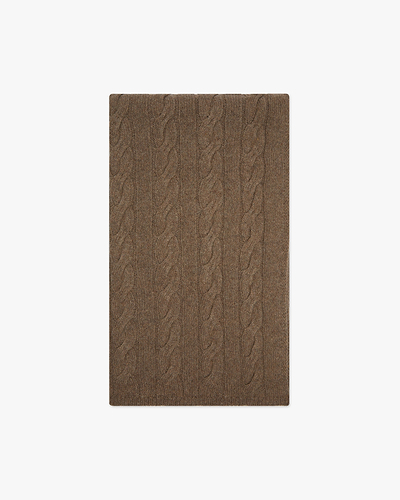 Cable Knit Maxi Scarf - Brown Cashmere