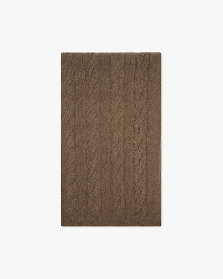Cable Knit Maxi Scarf - Brown Cashmere