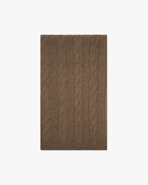 Cable Knit Maxi Scarf - Brown Cashmere