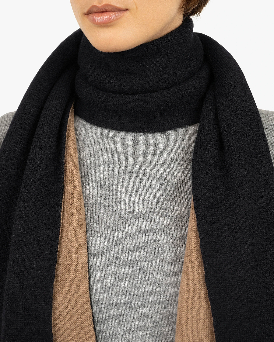 Two-Tone Maxi Scarf - Black Cashmere