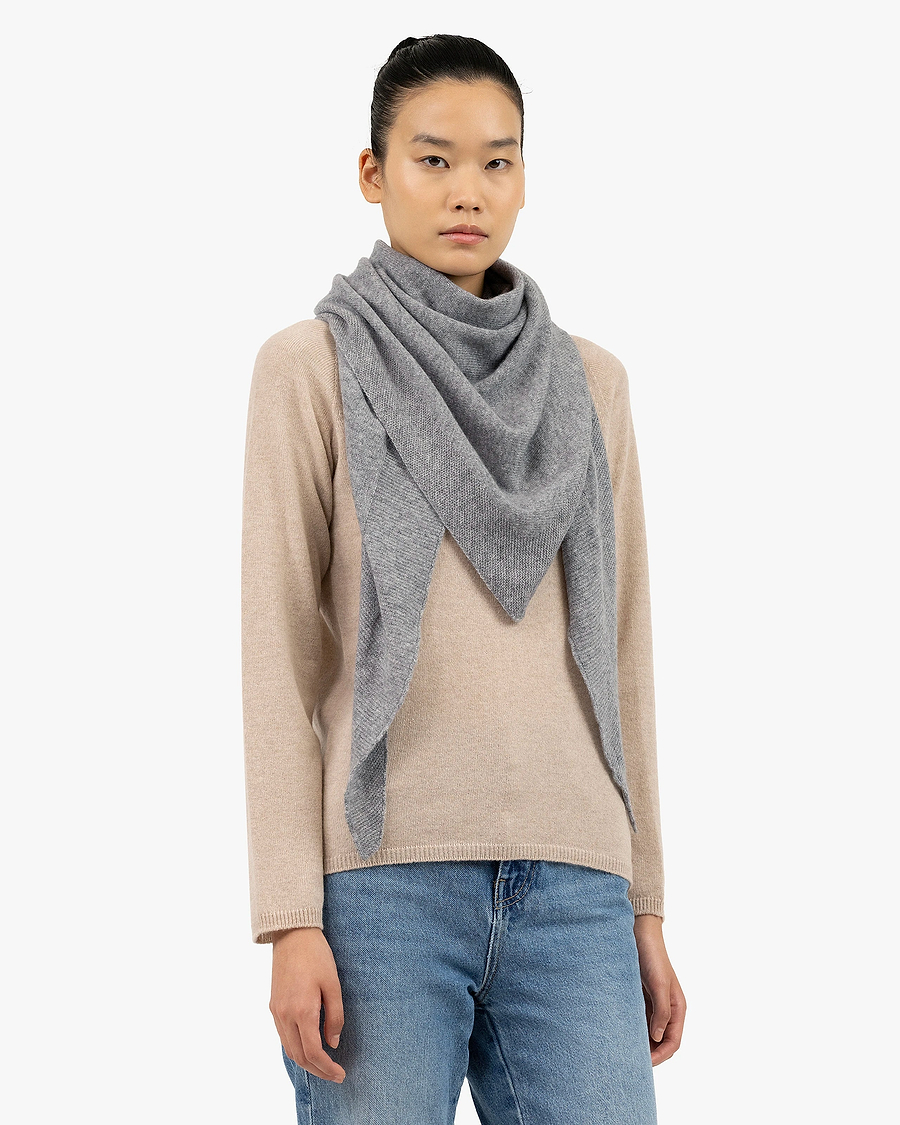 Maxi Triangle Scarf - Medium Grey Cashmere