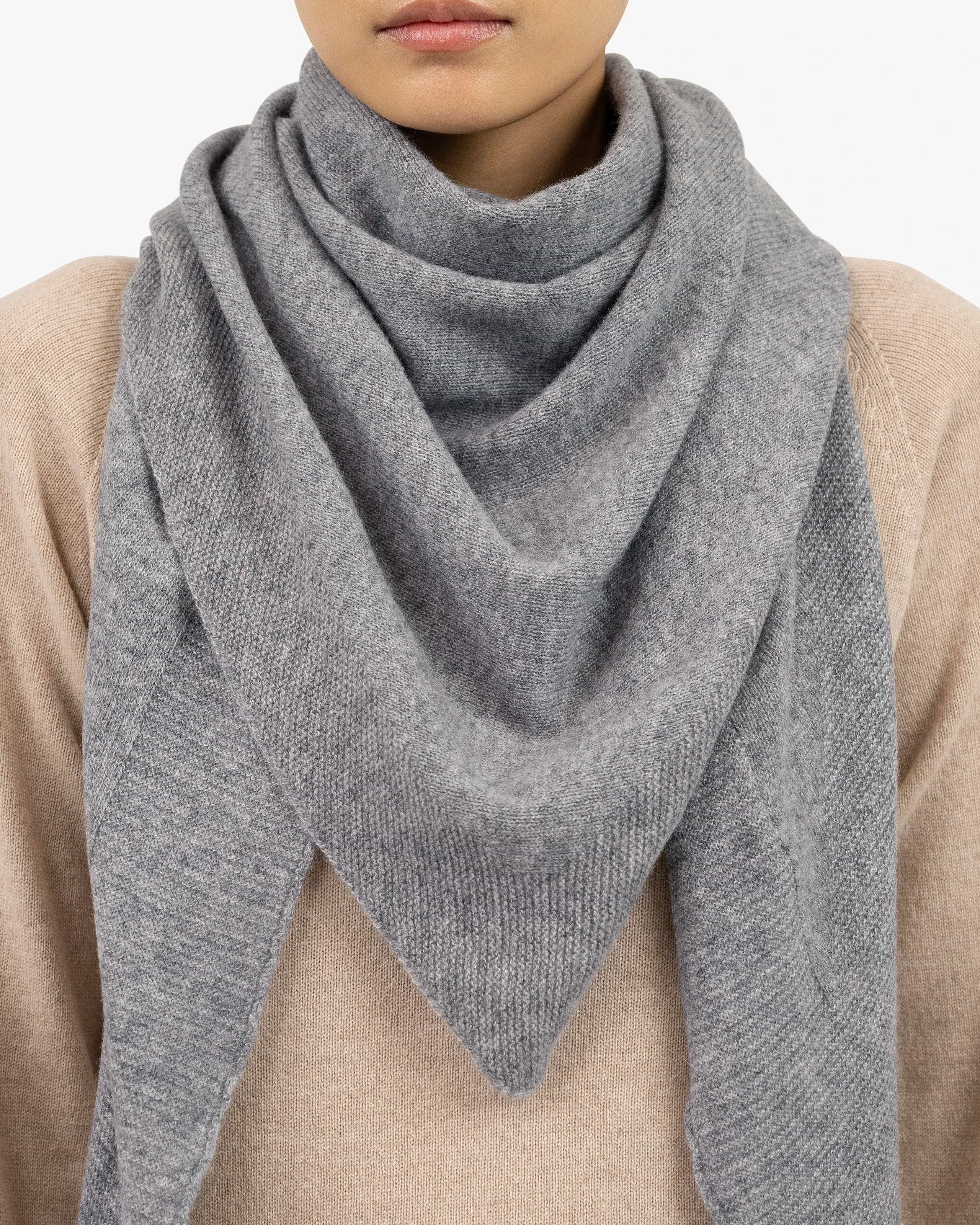 Maxi Cashmere Triangle Scarf - Medium Grey | MaisonCashmere