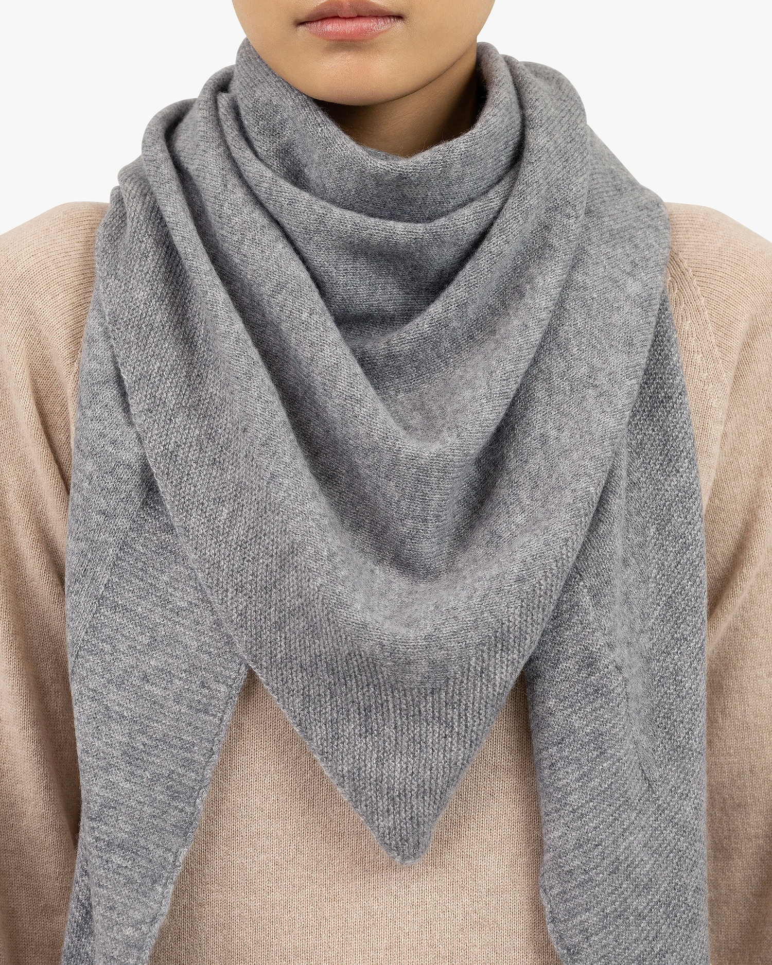 Maxi Triangle Scarf - Medium Grey Cashmere