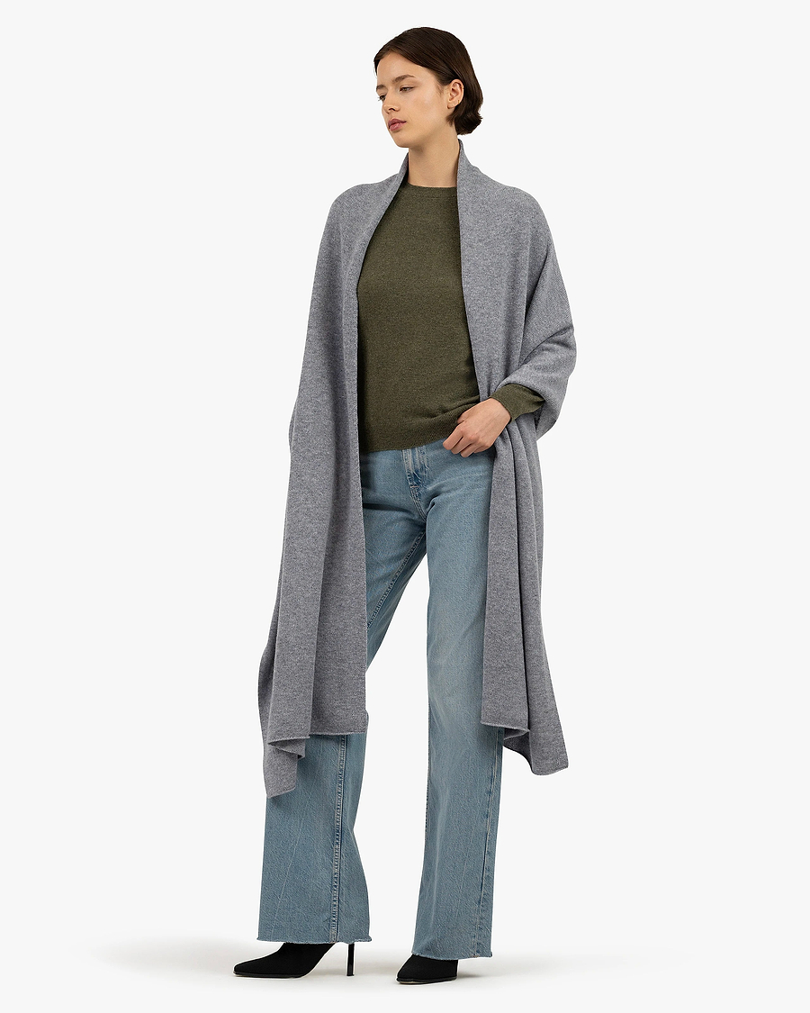 Courmayeur Maxi Wrap - Medium Grey Cashmere