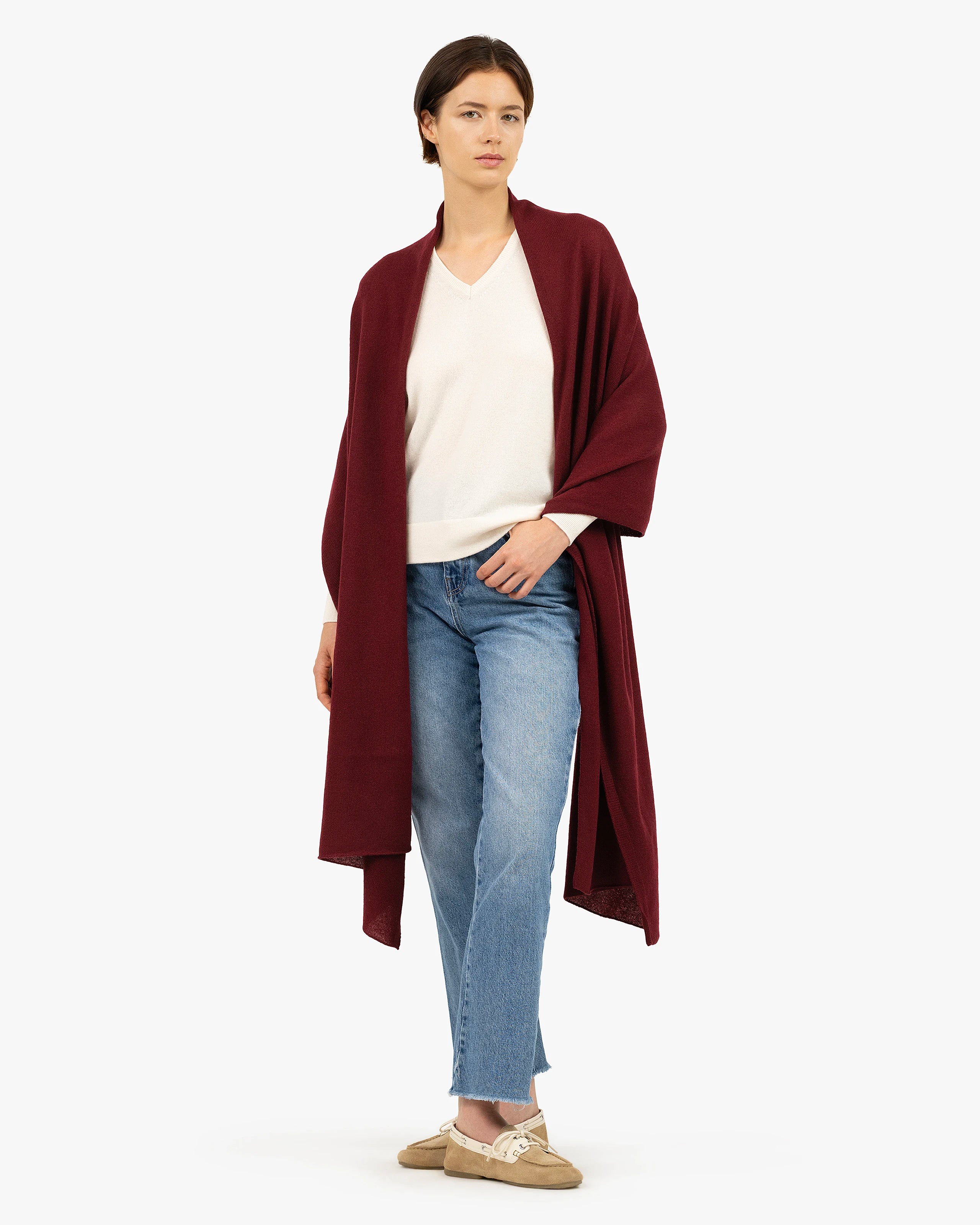 Essential Maxi Wrap - Bordeaux Cashmere
