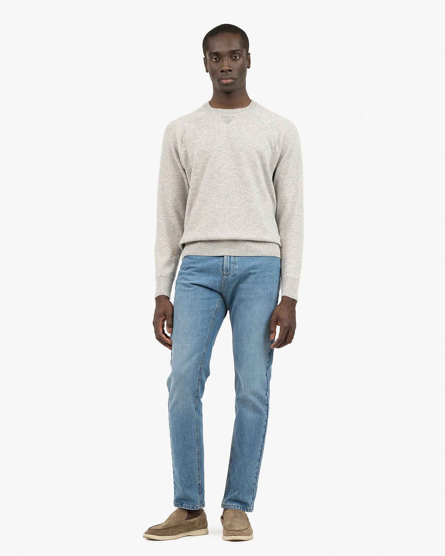 Men's Arcore Raglan Crew Neck Sweater - Light Grey Cashmere