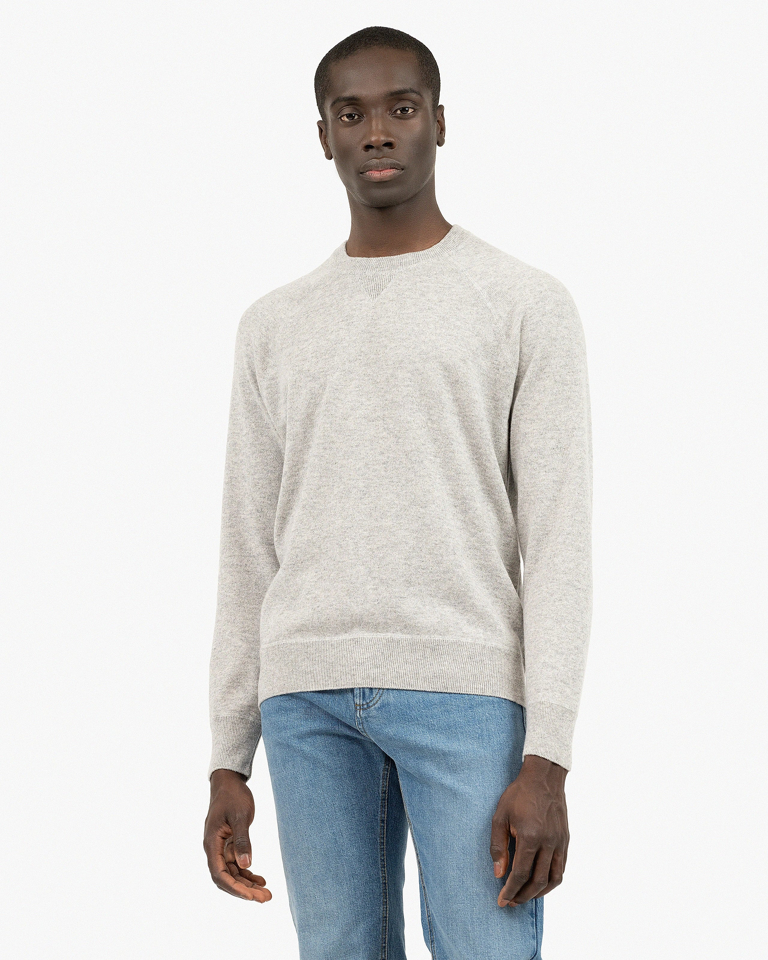 Men's Arcore Raglan Crew Neck Sweater - Light Grey Cashmere