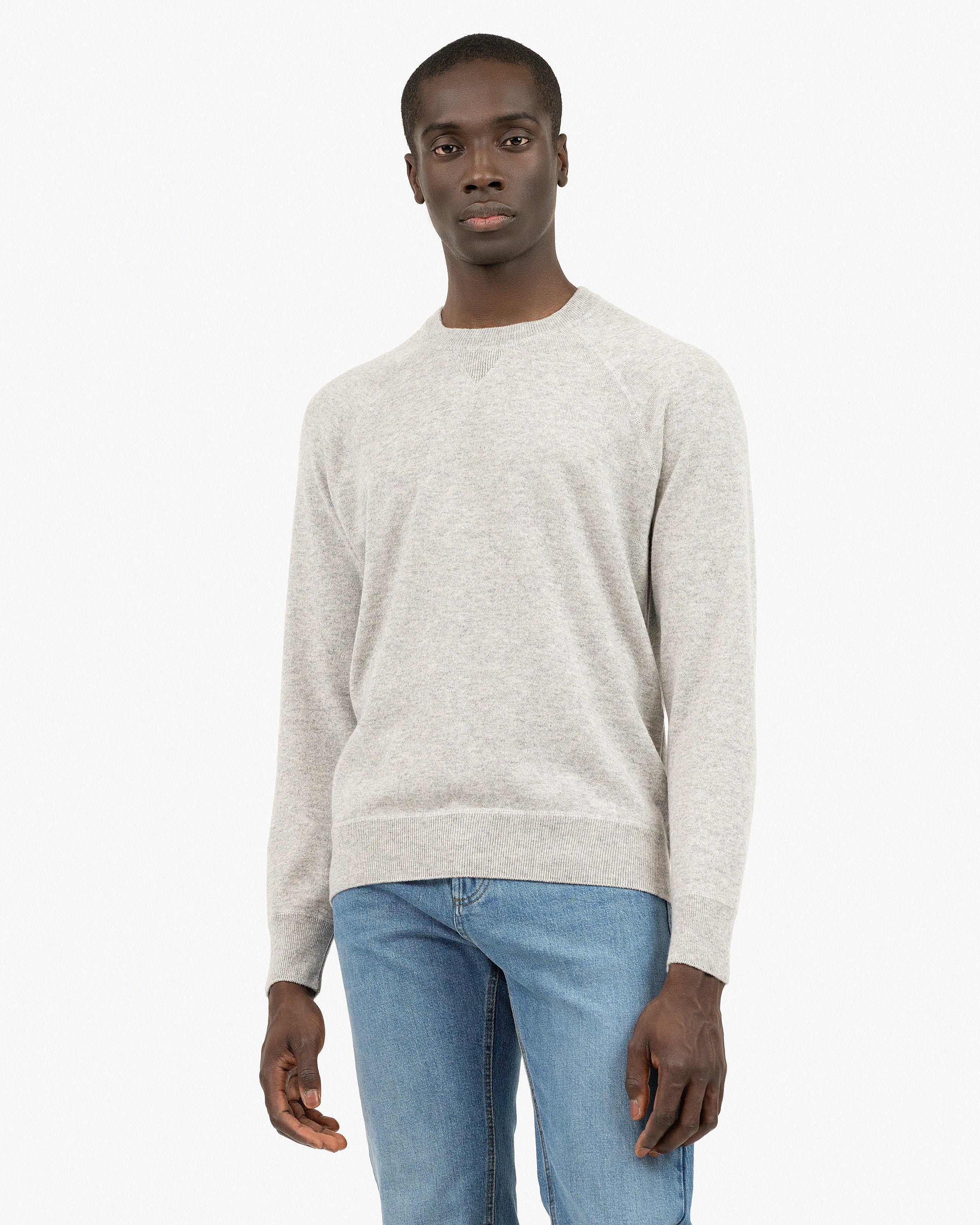 Men's Arcore Raglan Crew Neck Sweater - Light Grey Cashmere