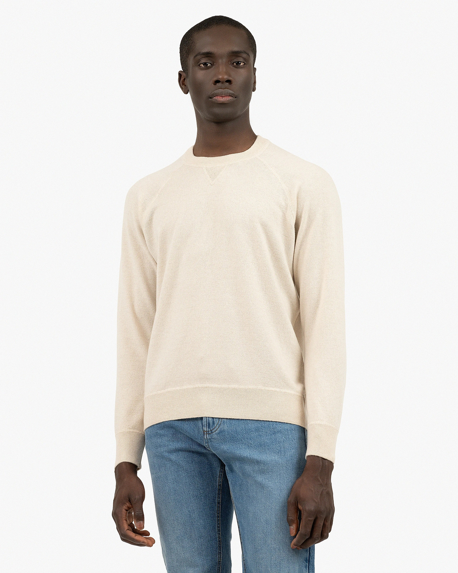 Men's Arcore Raglan Crew Neck Sweater - Light Beige Cashmere