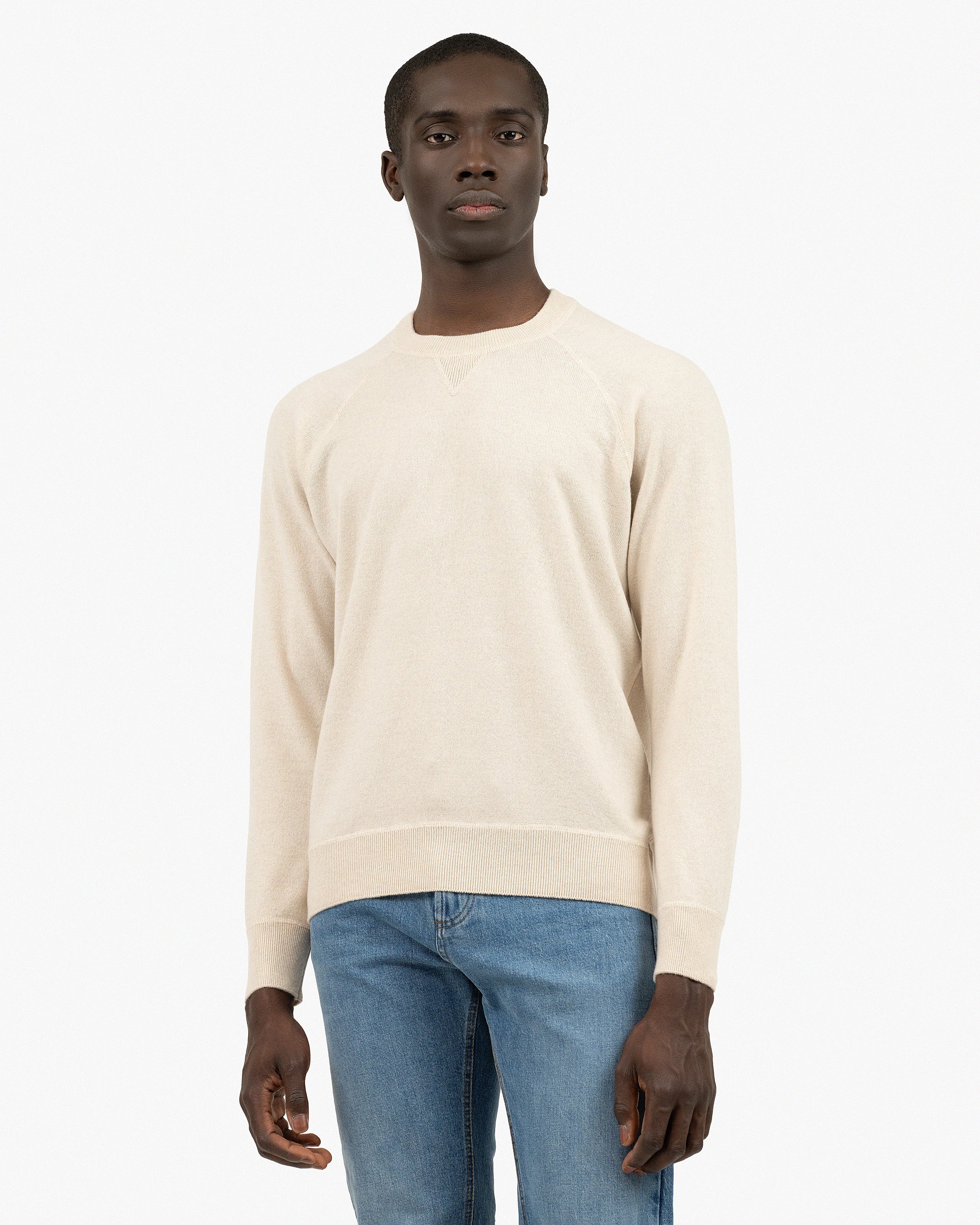 Men's Arcore Raglan Crew Neck Sweater - Light Beige Cashmere