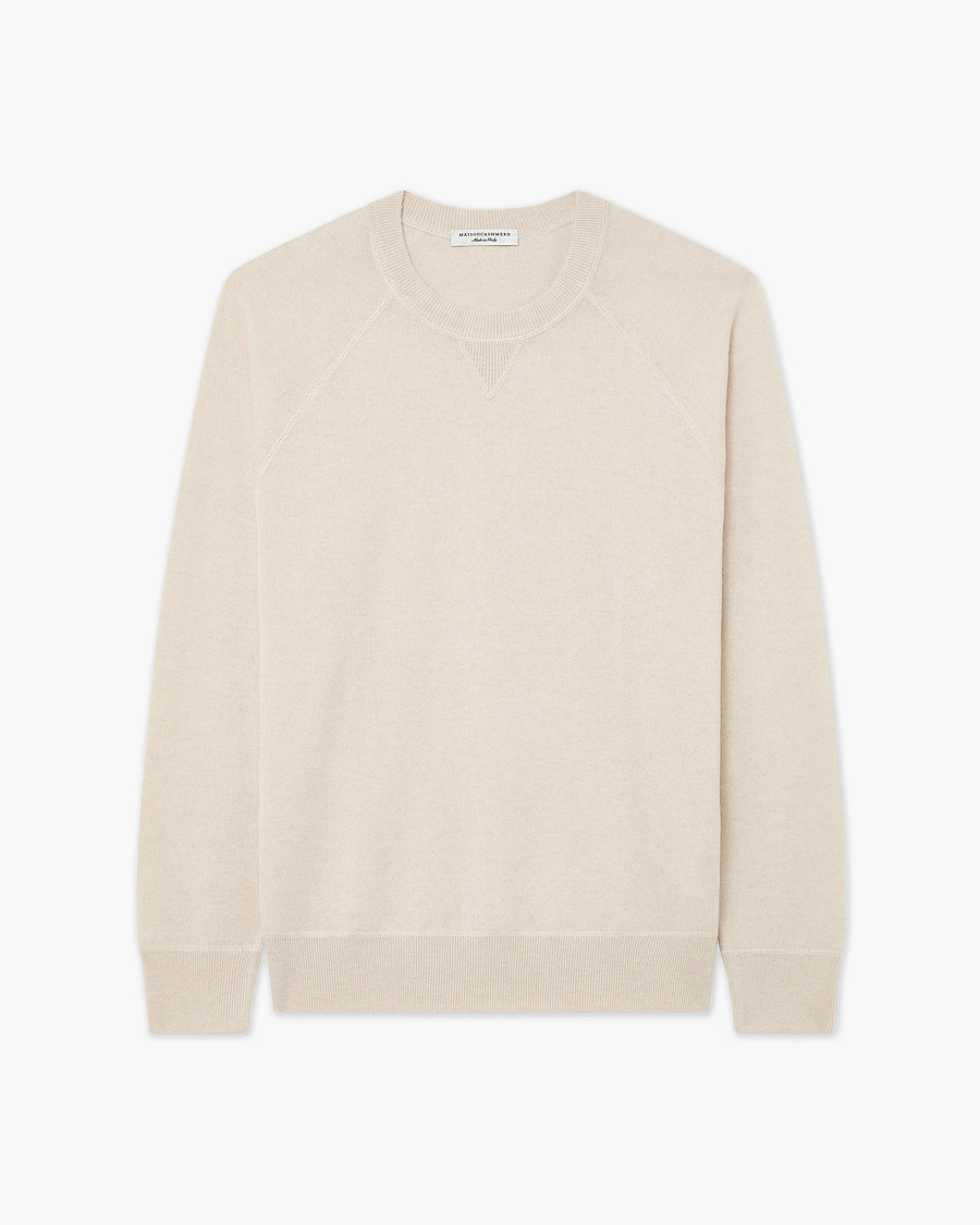 Men's Arcore Raglan Crew Neck Sweater - Light Beige Cashmere