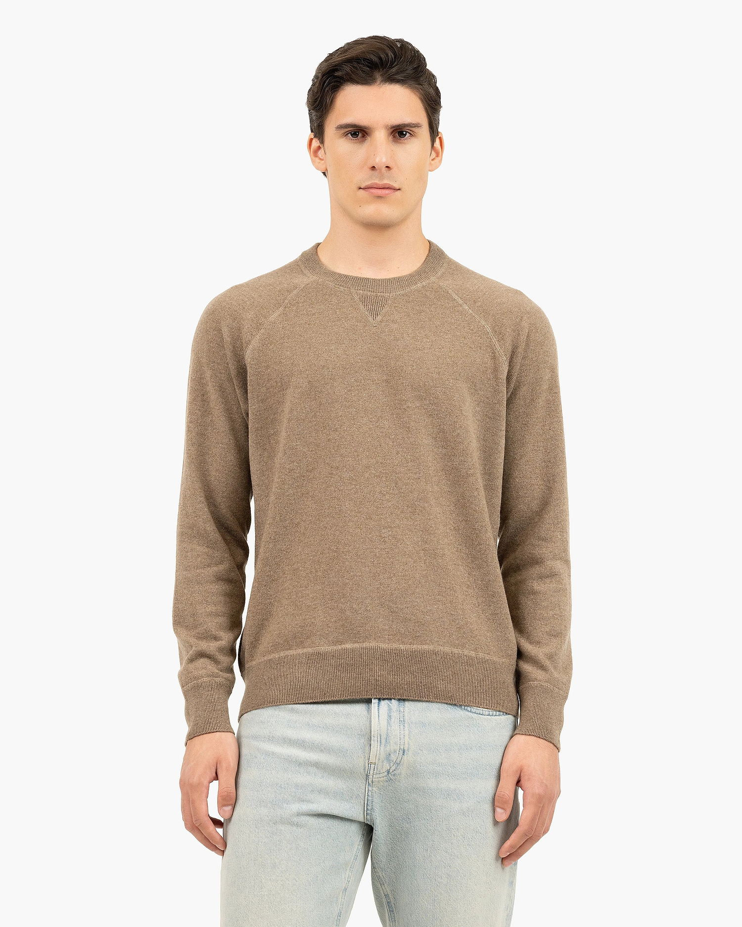 Men's Arcore Raglan Crew Neck Sweater - Light Brown Cashmere