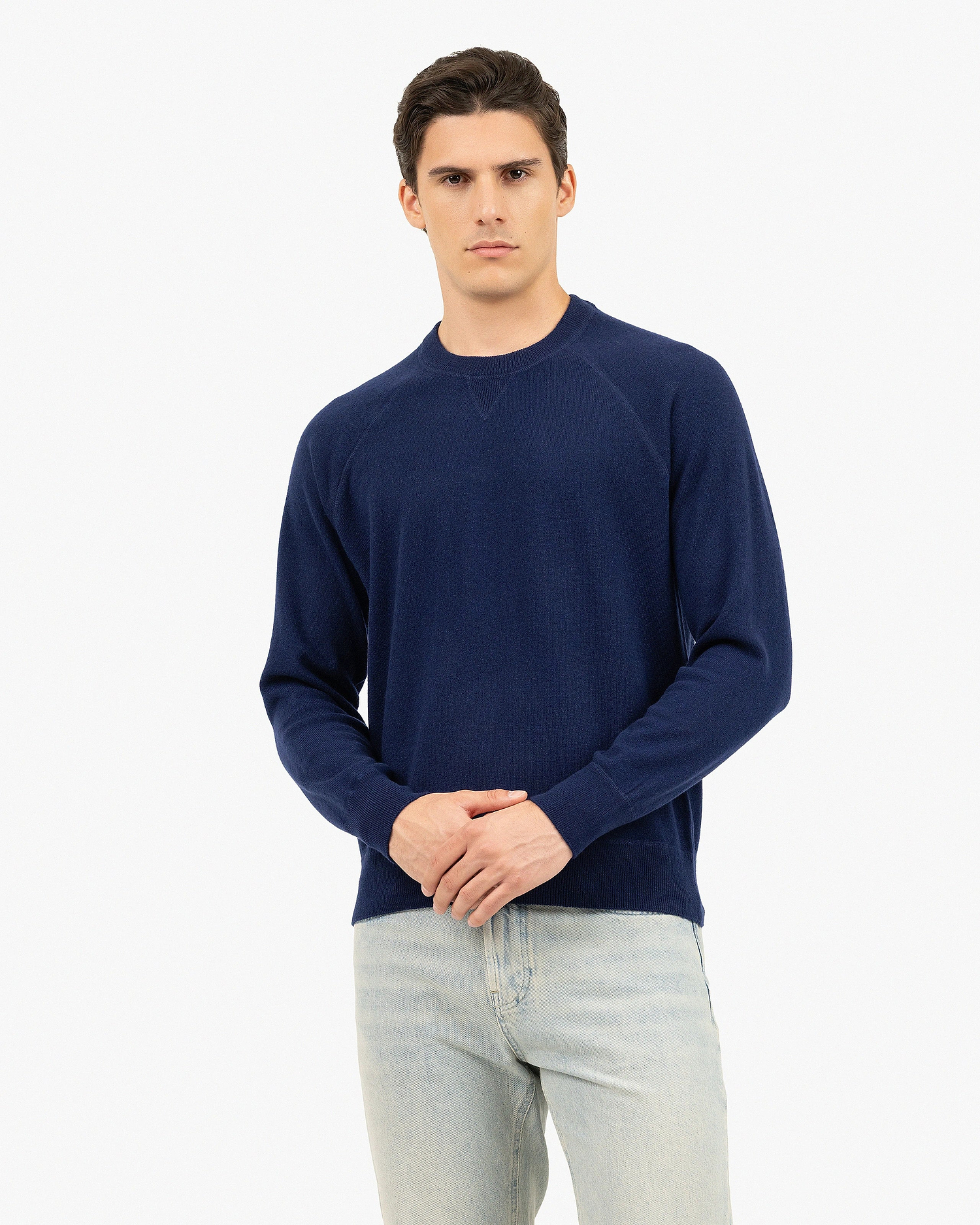Men's Arcore Raglan Crew Neck Sweater - Blue Cashmere