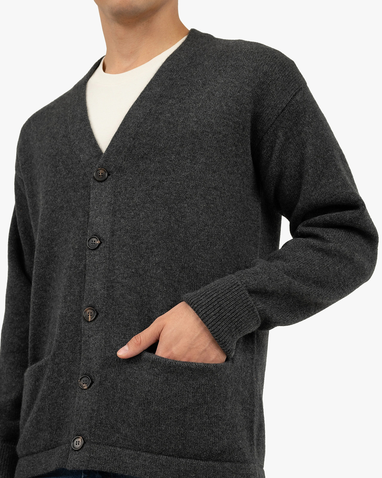 cash&barba Cashmere Silk 180 Cardigan Charcoal
