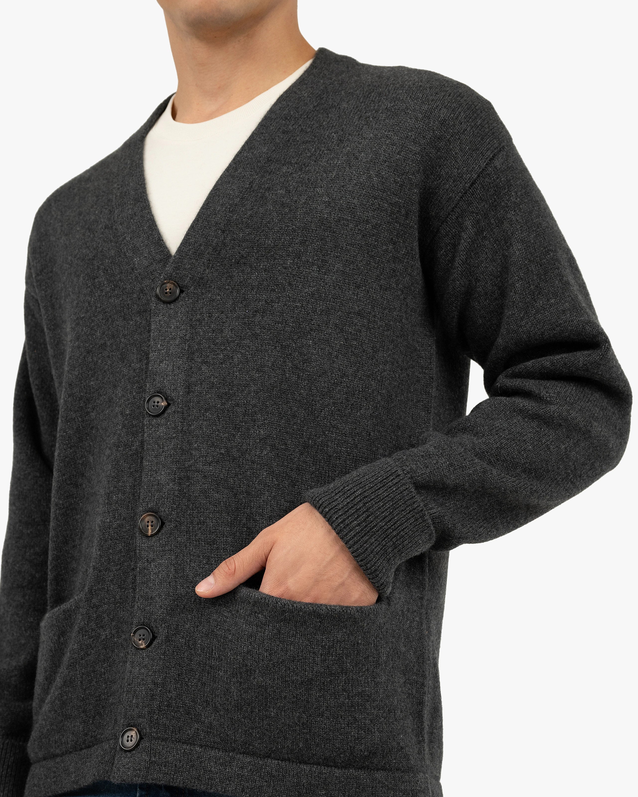 Men's Beacon Cardigan - Charcoal Cashmere