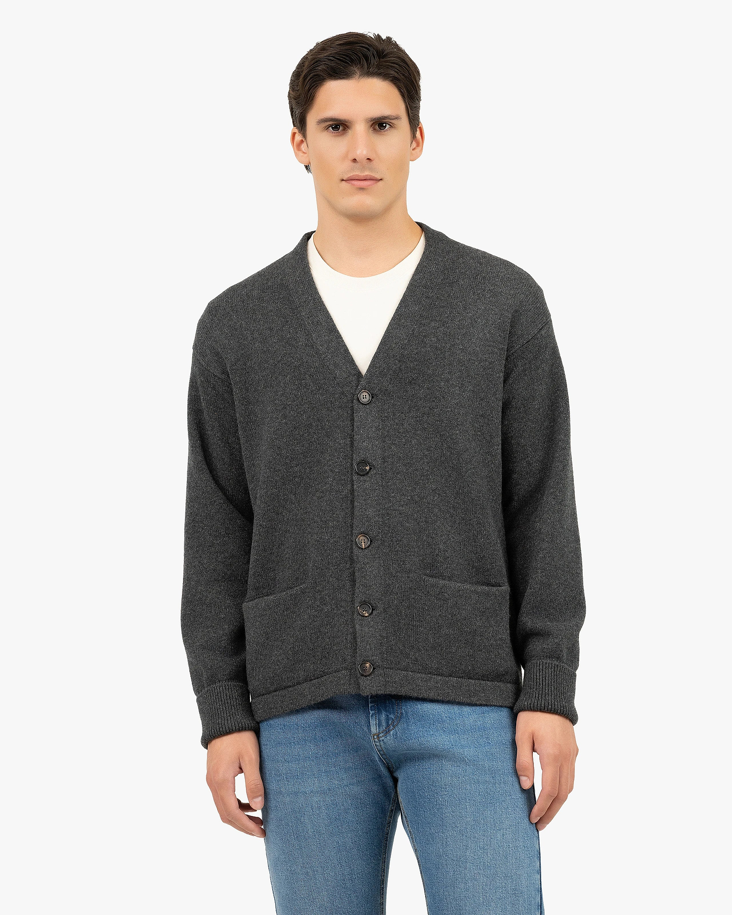 Men's Beacon Cardigan - Charcoal Cashmere